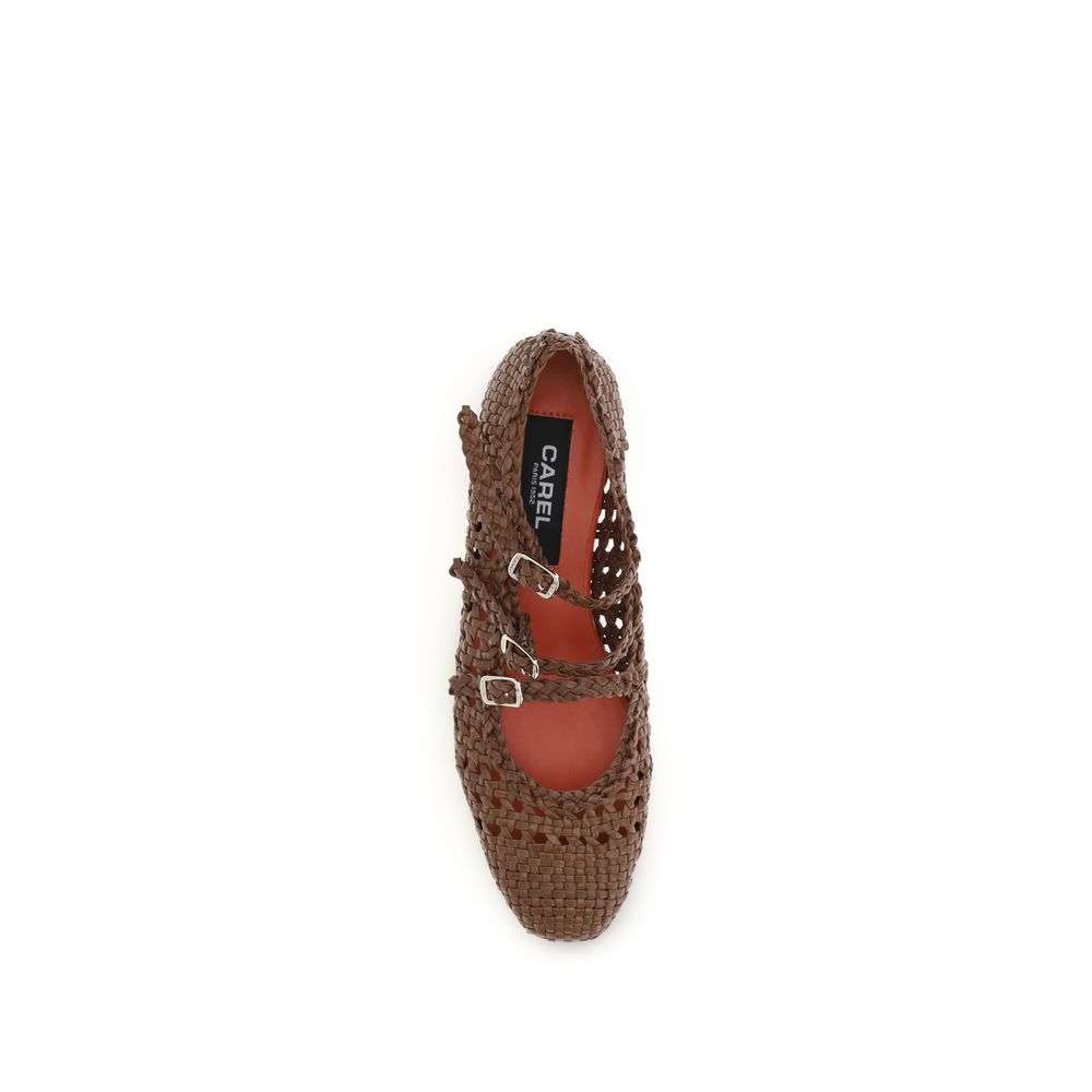 Carel Paris Brown Leather Ballet Flats