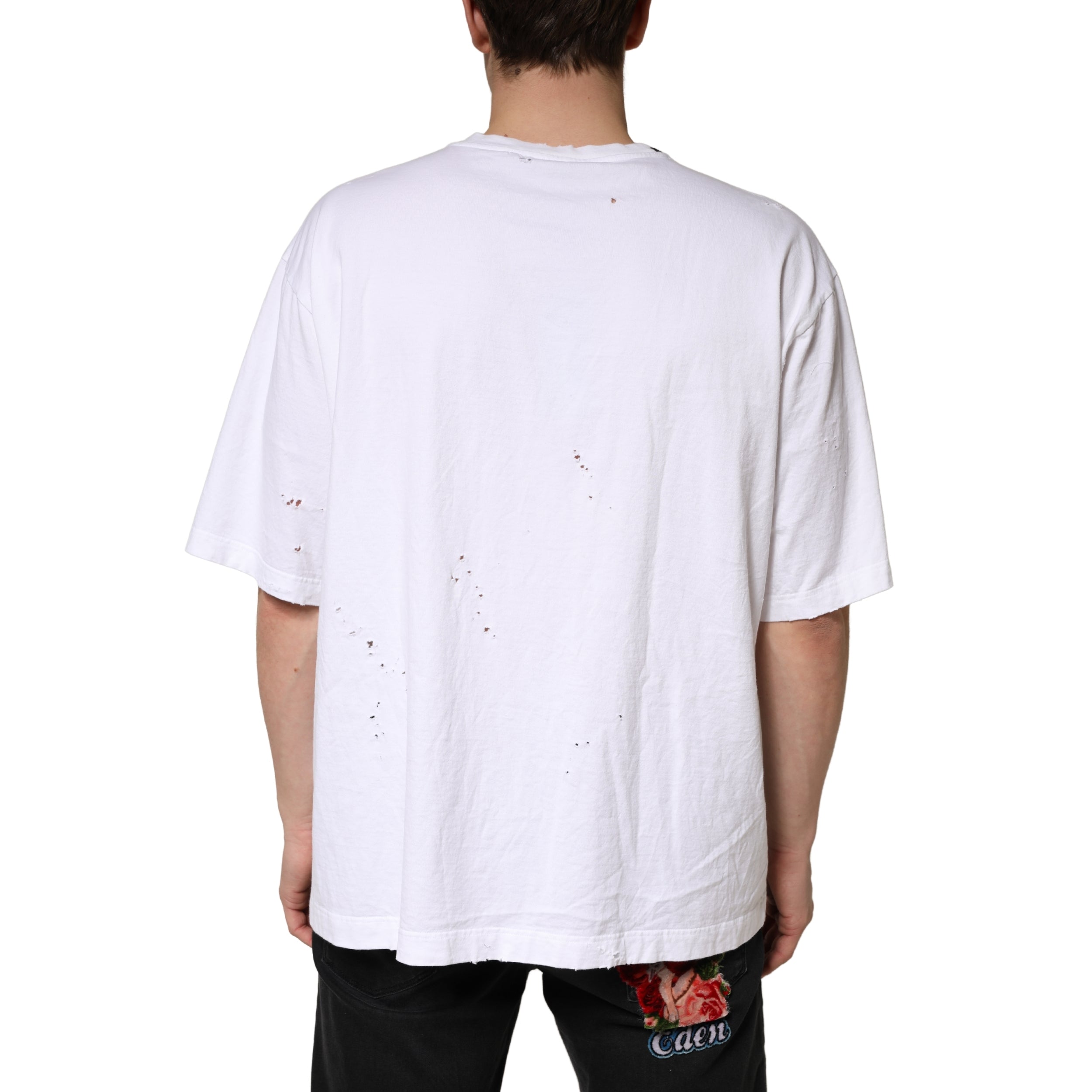 New Dolce & Gabbana White Cotton Crewneck Short Sleeve T-Shirt