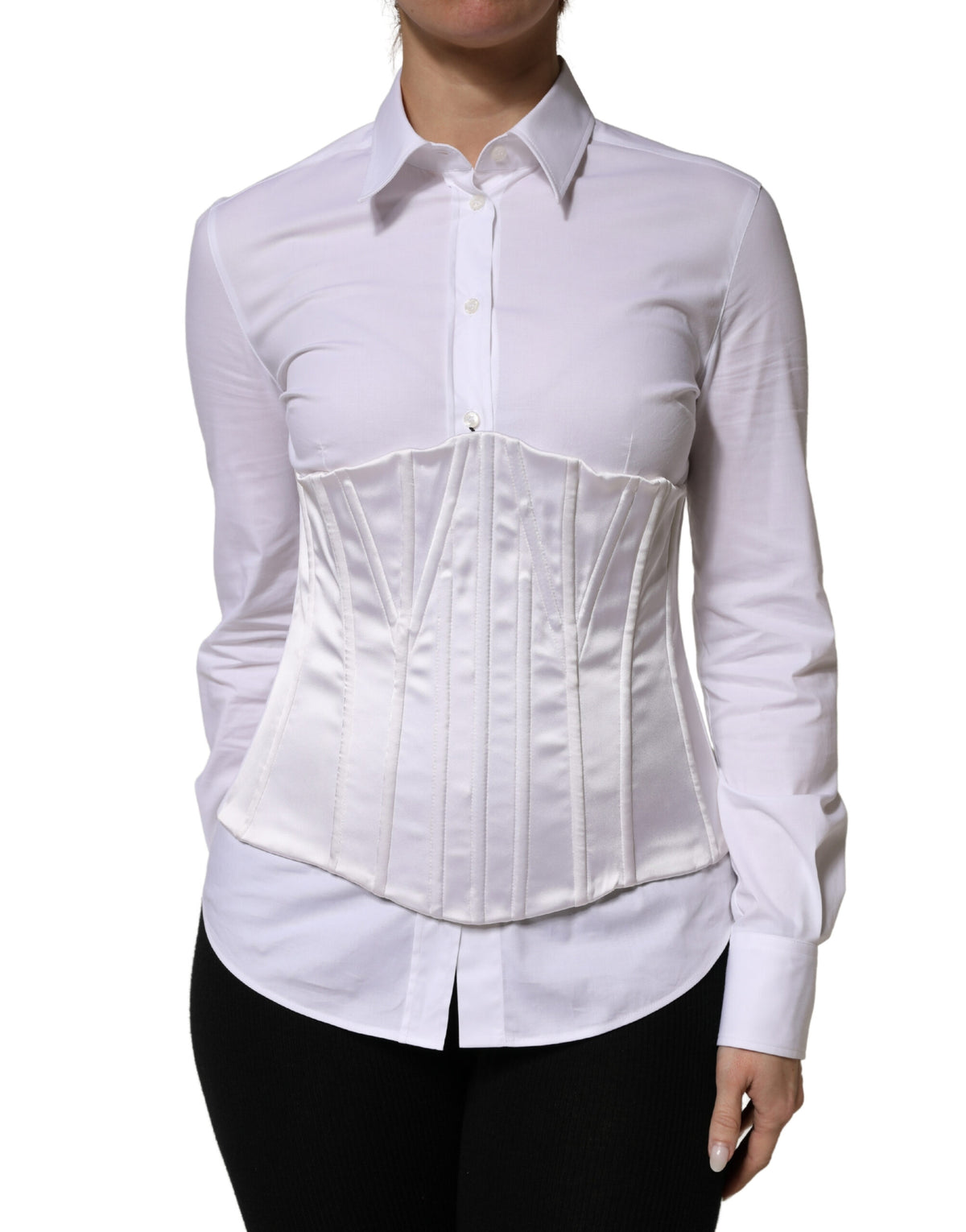New Dolce & Gabbana White Waist Cincher Bustier Corset Top