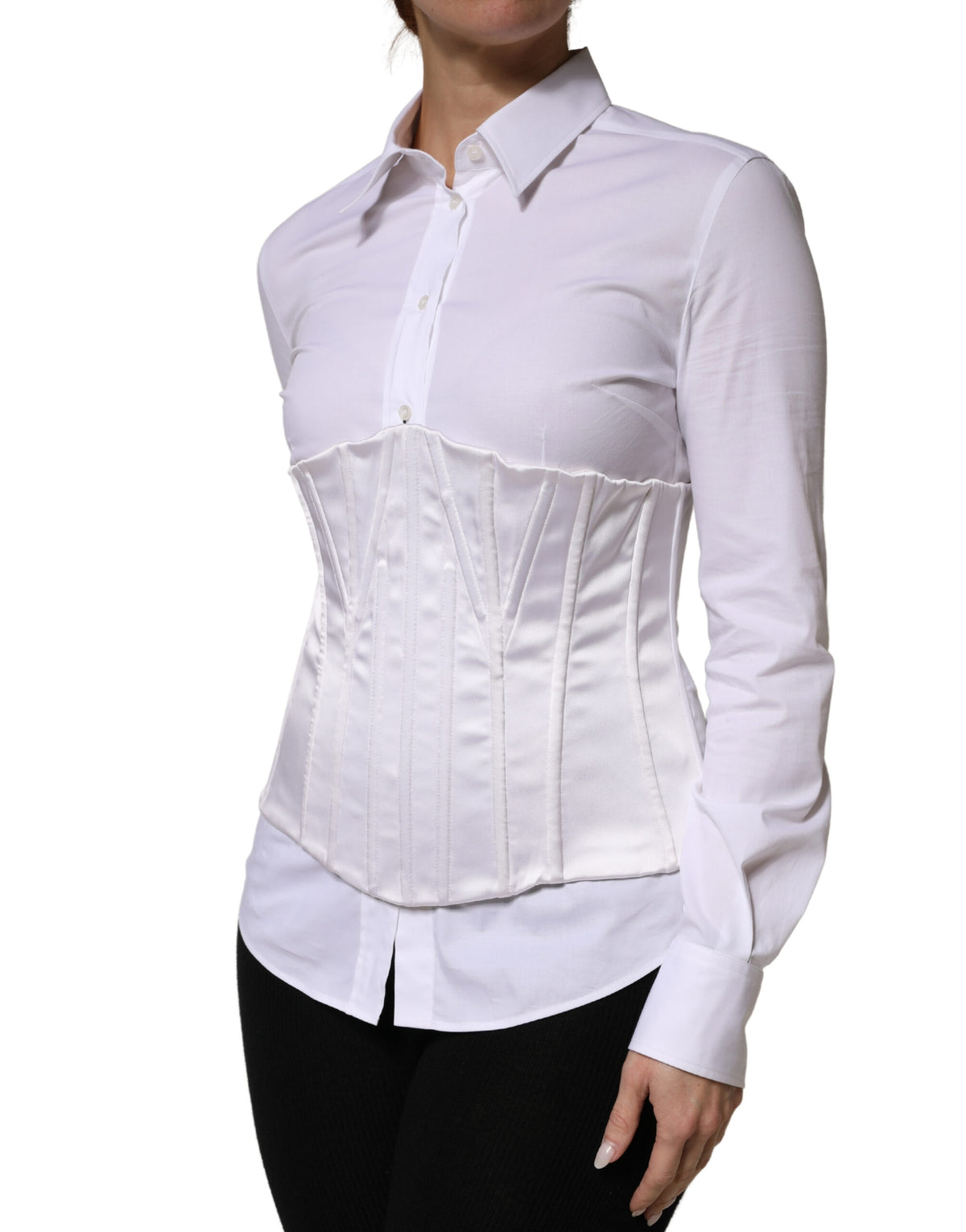 New Dolce & Gabbana White Waist Cincher Bustier Corset Top