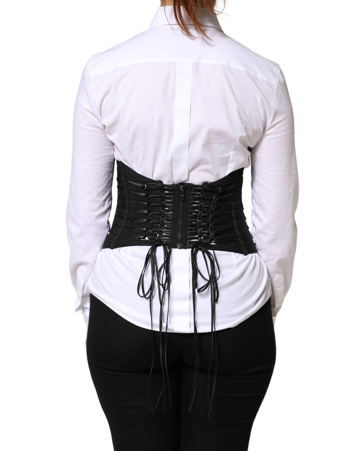 New Dolce & Gabbana Black LaceUp Waist Cincher Corset Top