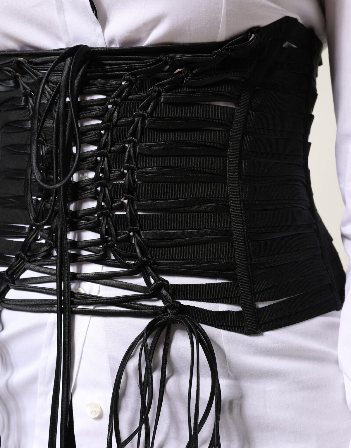 New Dolce & Gabbana Black LaceUp Waist Cincher Corset Top