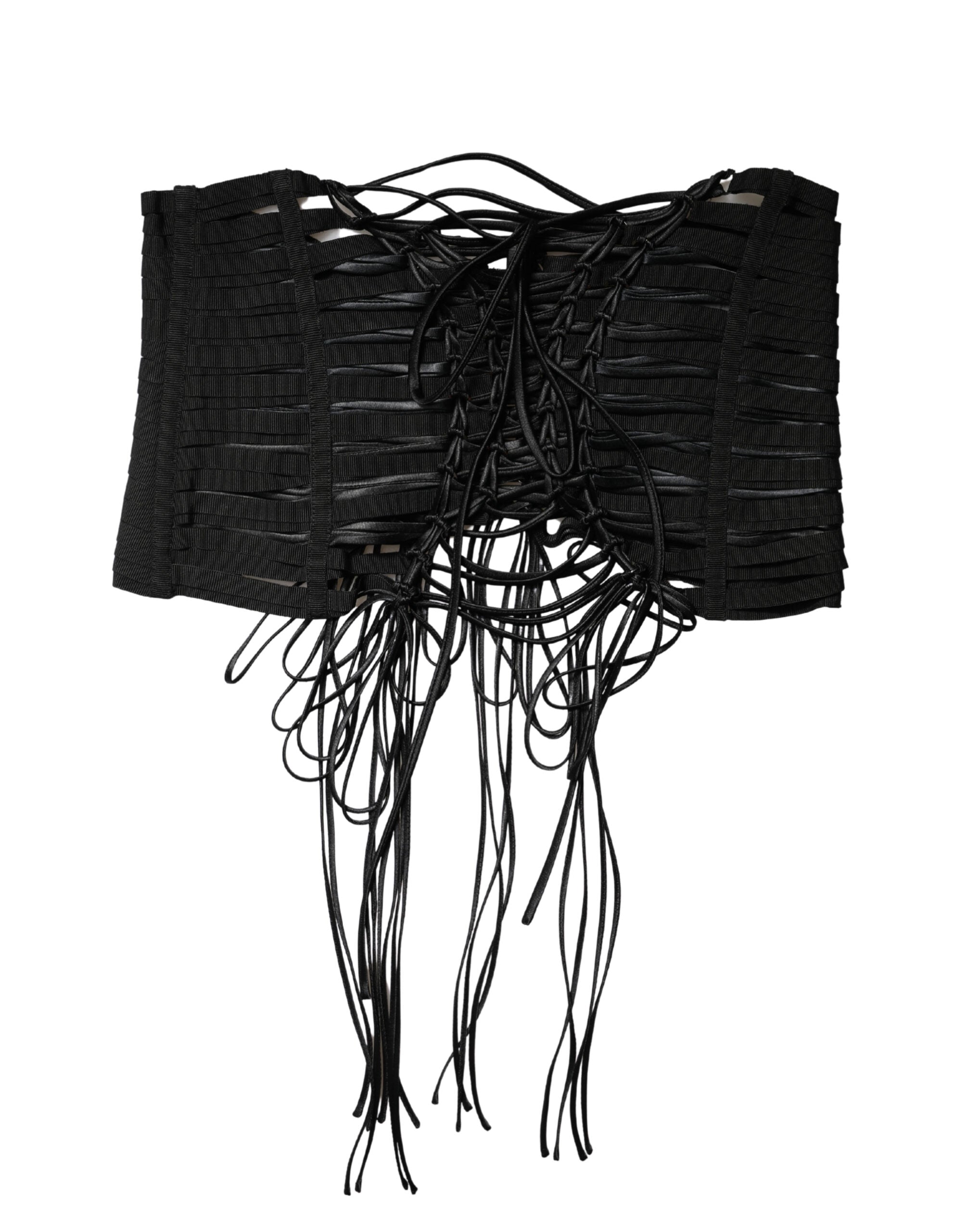 New Dolce & Gabbana Black LaceUp Waist Cincher Corset Top