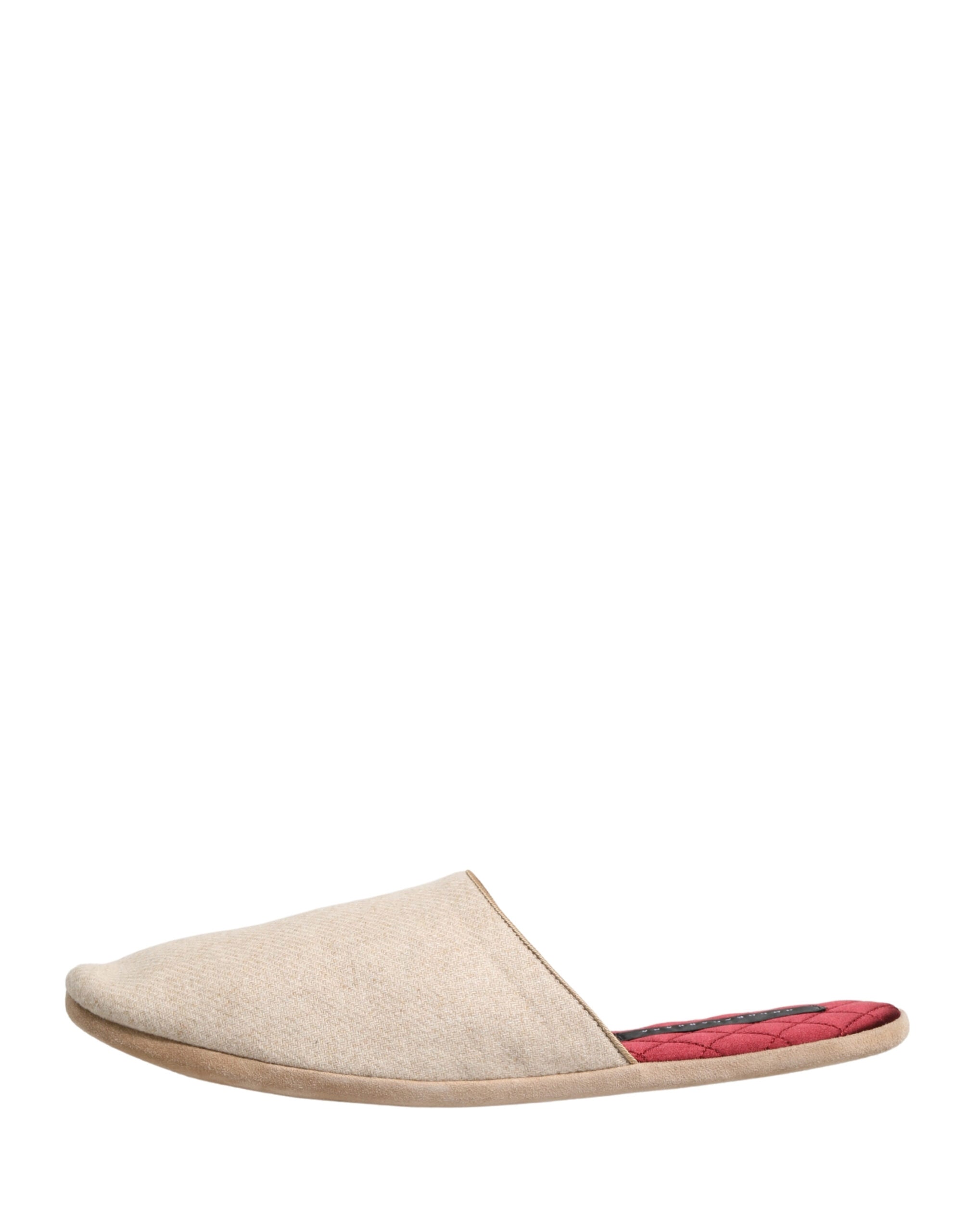 New Dolce & Gabbana Beige Shetland Wool Red Quilted Slippers Shoes