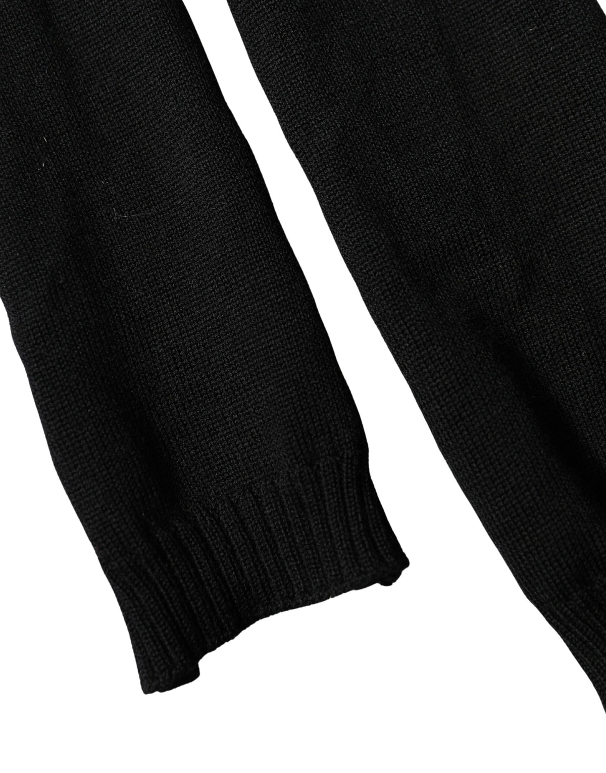 New Dolce & Gabbana Black Wool Knitted Neck Foulard 259cm x 17cm Men Scarf