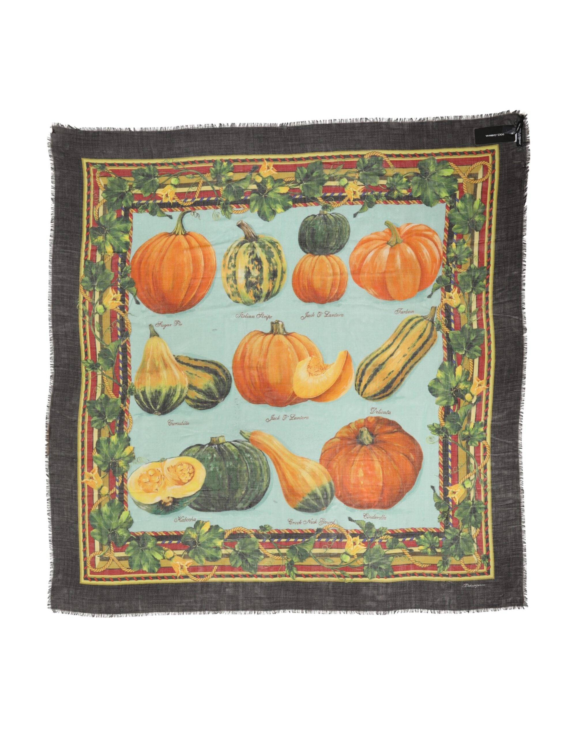 Dolce & Gabbana Multicolor Pumpkin Cashmere Stole 137cm x 133cm Scarf