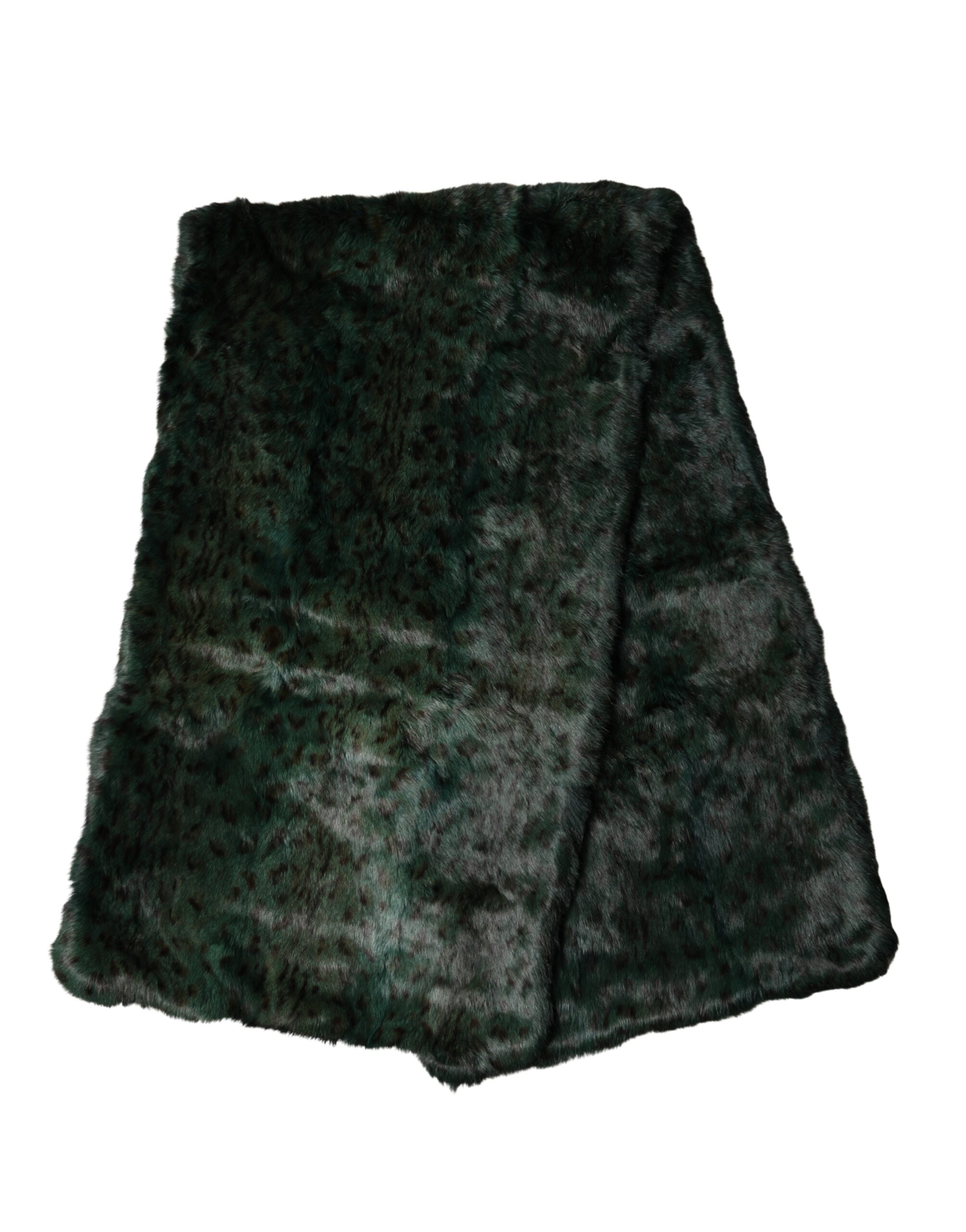 Dolce & Gabbana Black Green Stripe Fur Shawl Neck Wrap 180cm x49cm Scarf