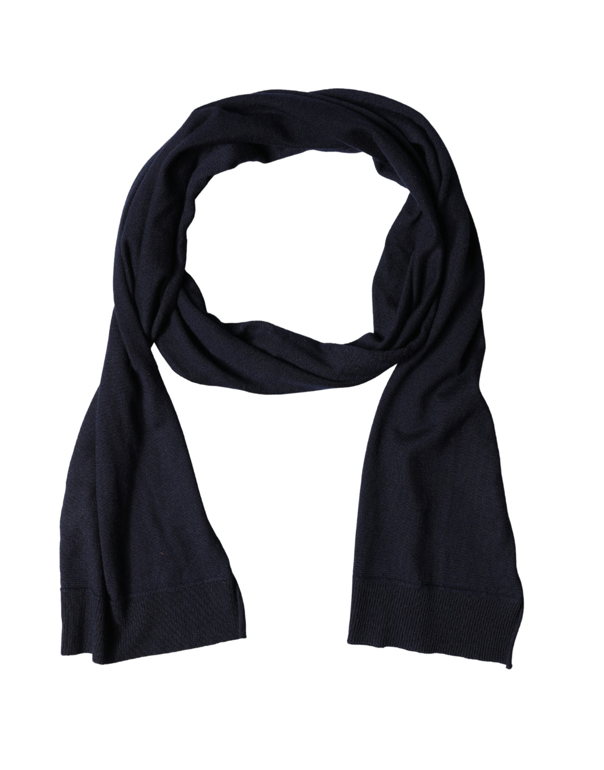 New Dolce & Gabbana Blue Wool Knitted Shawl Neck Wrap 200cm x 25cm Scarf