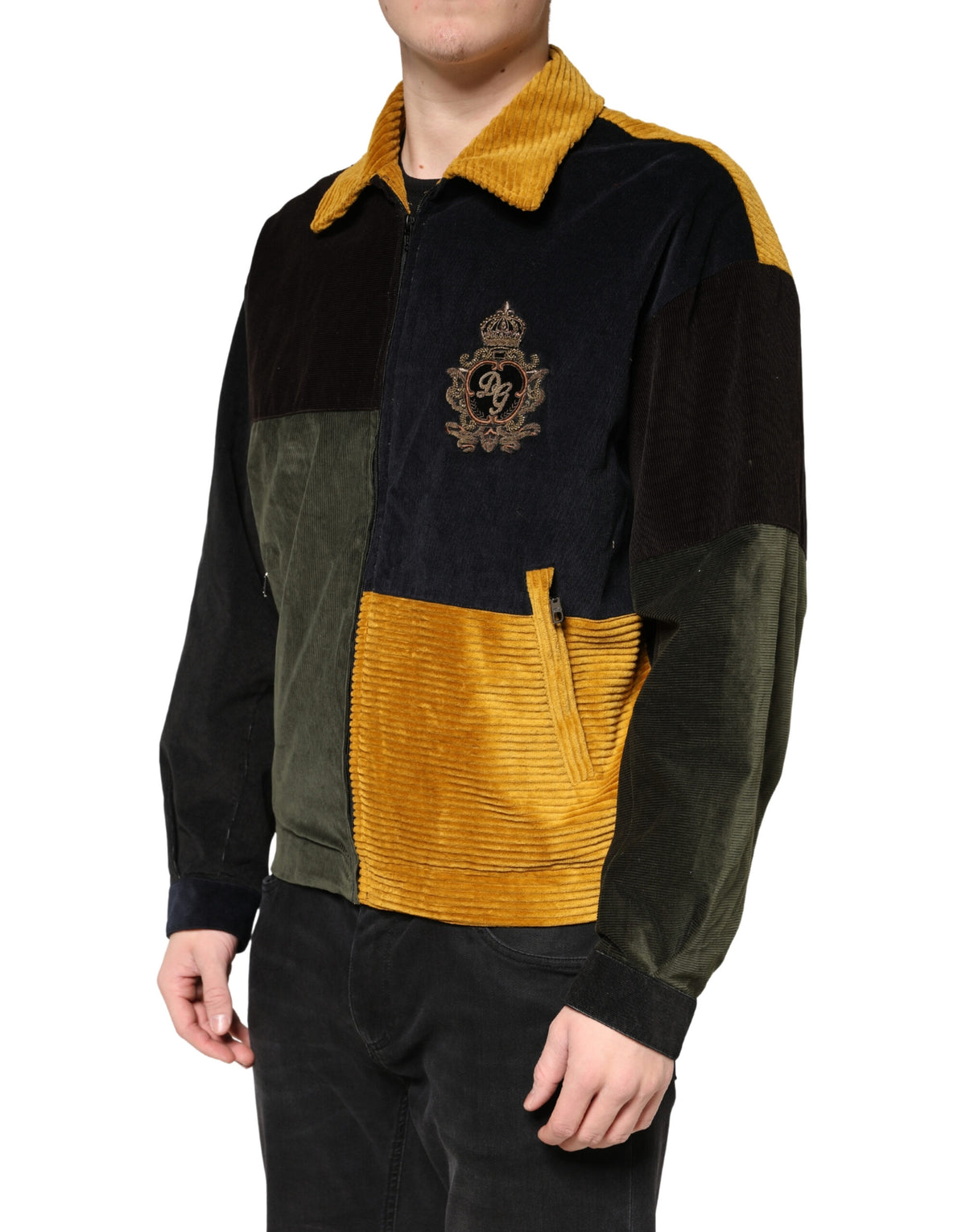 Pre-Owned Dolce & Gabbana Patchwork Corduroy Crest Jacket Men's - Very Good