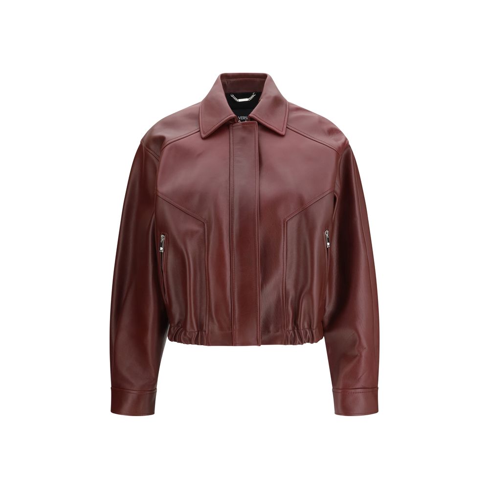 Versace Bordeaux Leather Jacket - PreLoved & Luxe