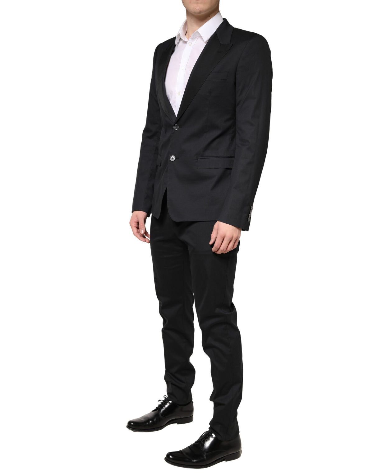 New Dolce & Gabbana Black Cotton Single Breasted 2 Piece Suit