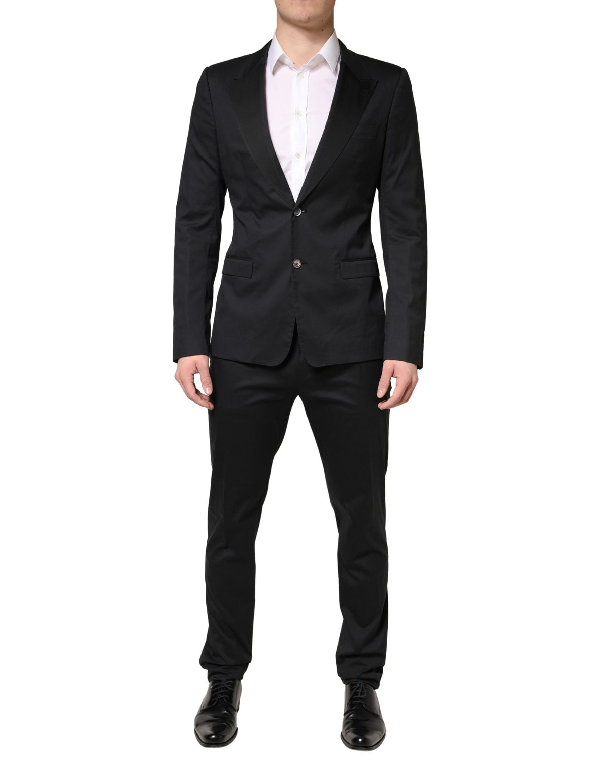 New Dolce & Gabbana Black Cotton Single Breasted 2 Piece Suit