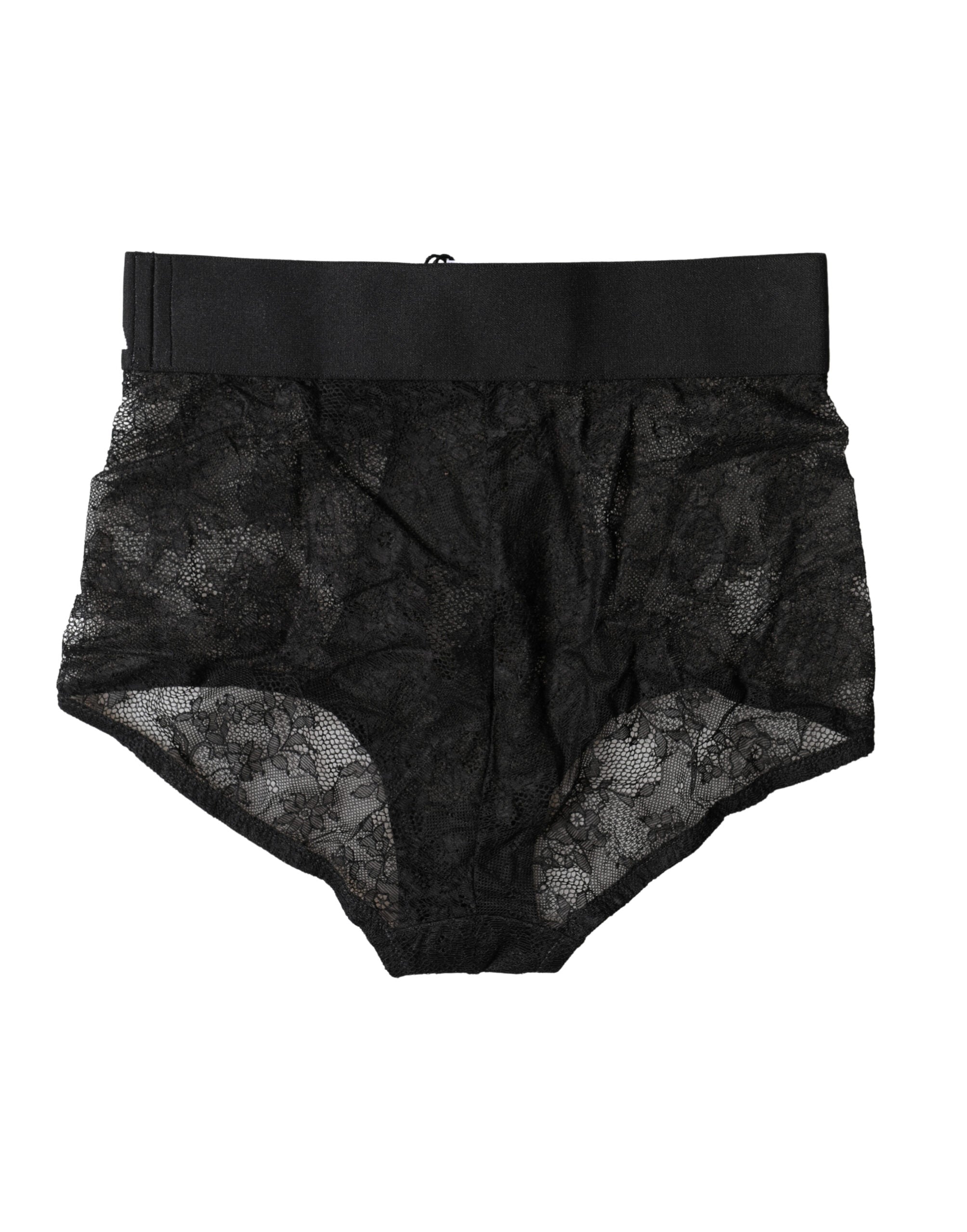 New Dolce & Gabbana Black Logo Girdle High Waist Panty Underwear