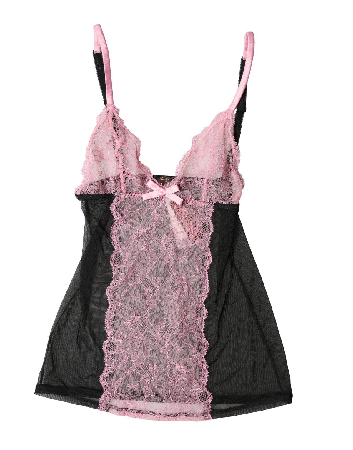 New Roberto Cavalli Black Pink Floral Lace Lingerie Top Underwear