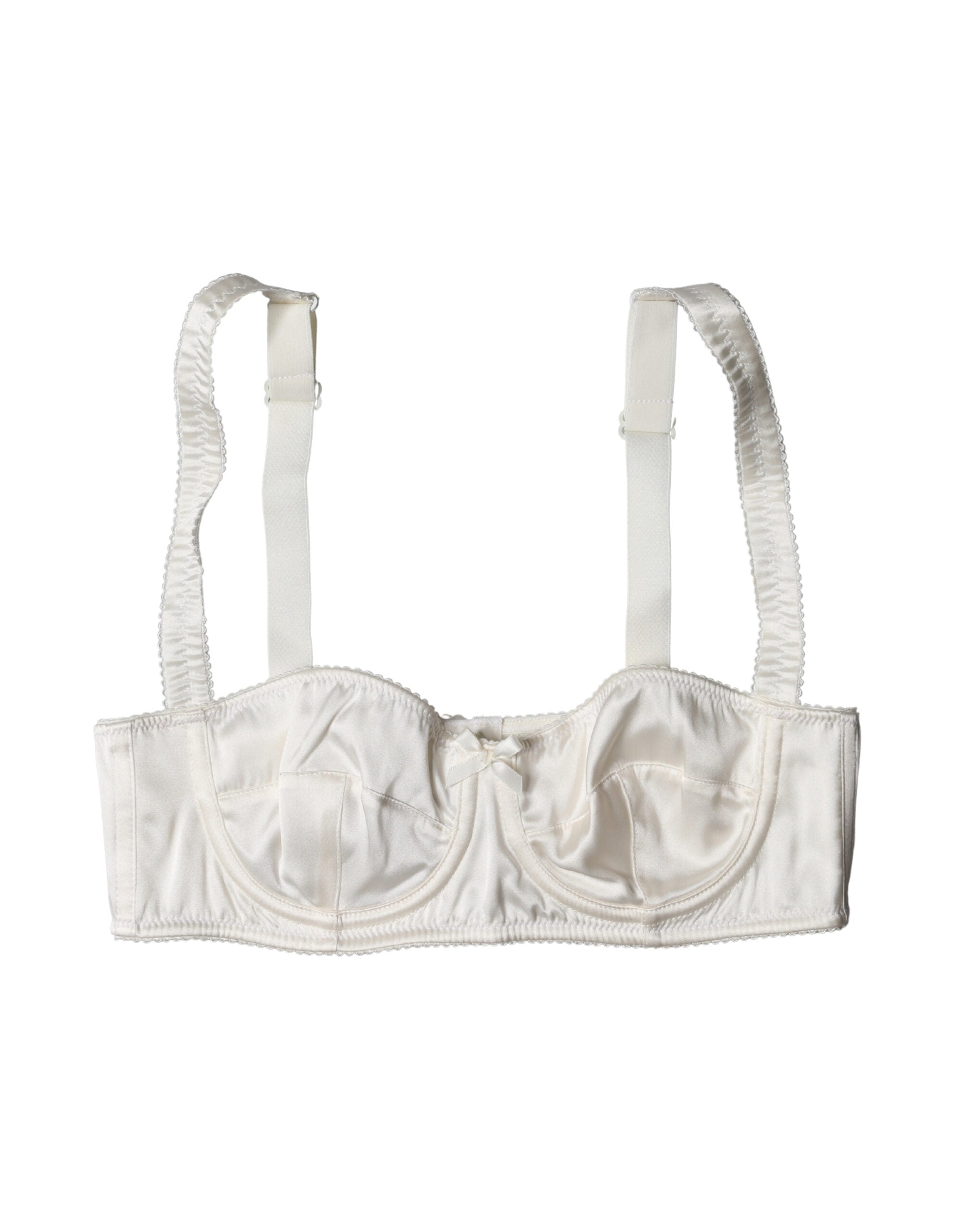 New Dolce & Gabbana White Silk Satin Underwire Bra Semi Pad Underwear