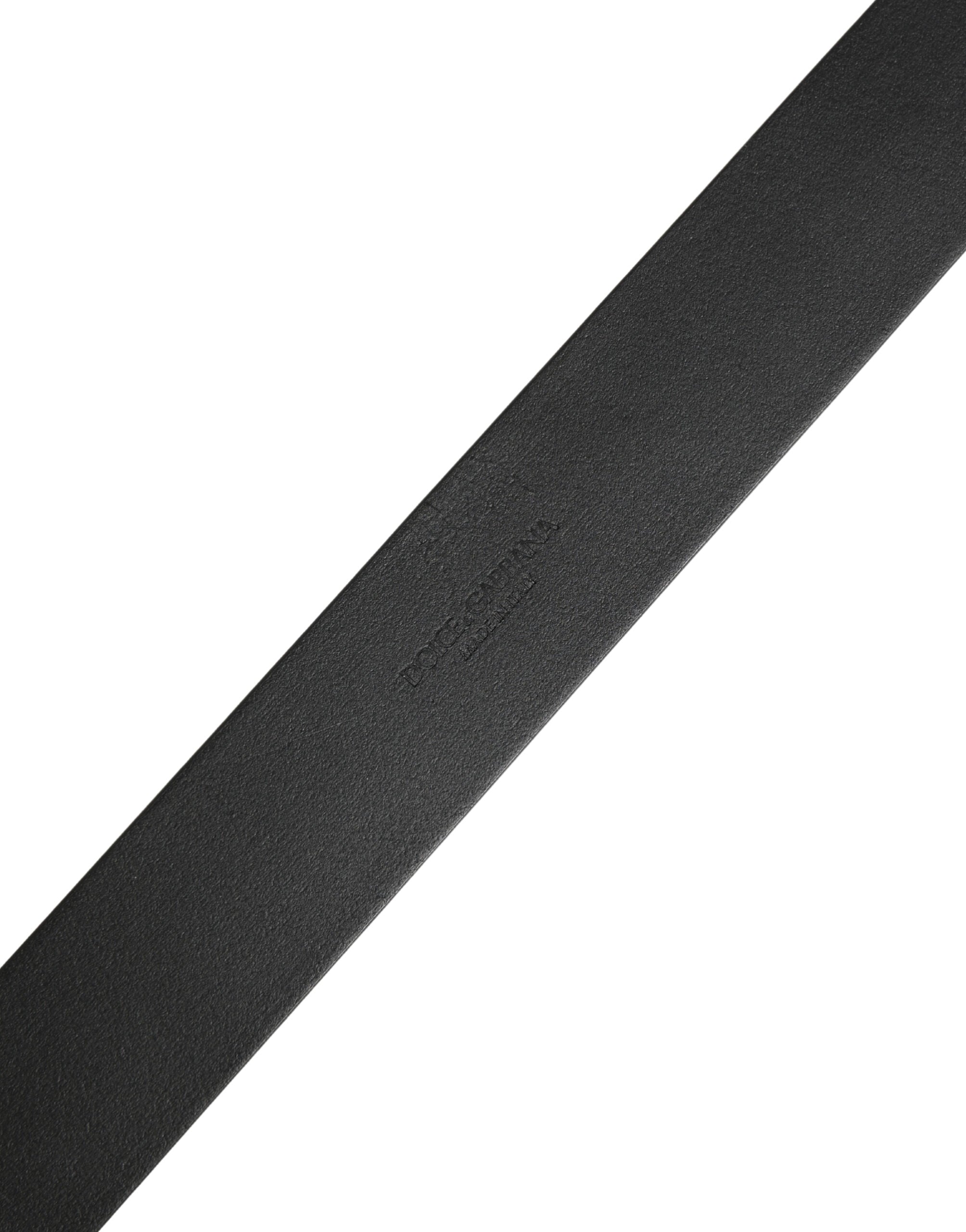 Pre-Owned Dolce & Gabbana Black Calf Leather Silver Metal Buckle Belt