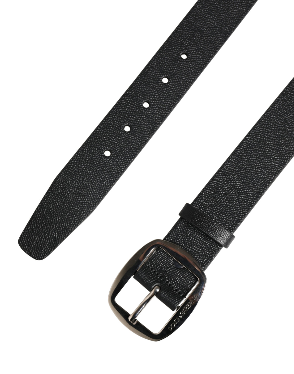 Pre-Owned Dolce & Gabbana Black Silver Metal Buckle Belt Men's - Very Good