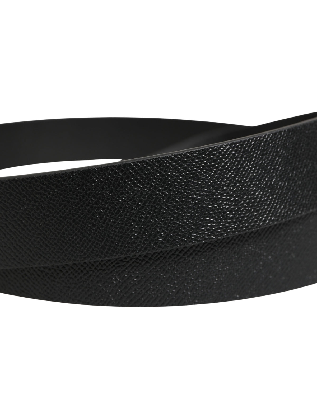 New Dolce & Gabbana Black Silver Metal Buckle Belt