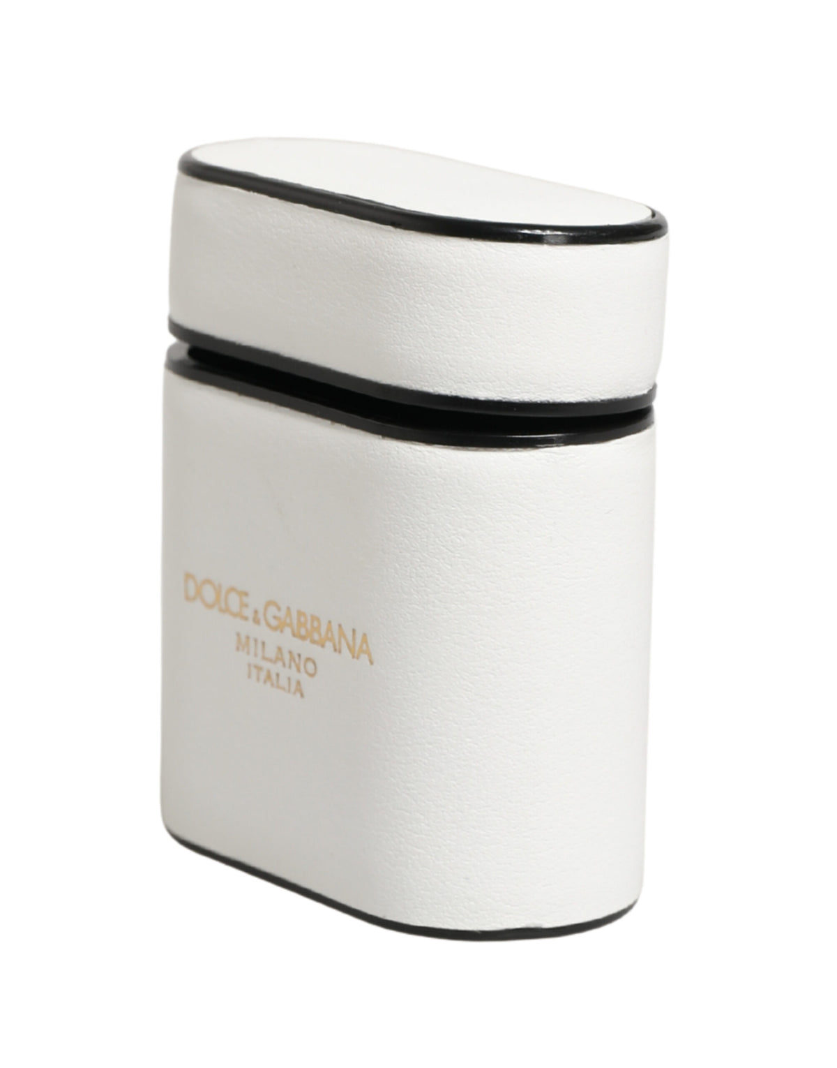 Dolce & Gabbana White Leather Logo Print Flip Holder Airpods Case