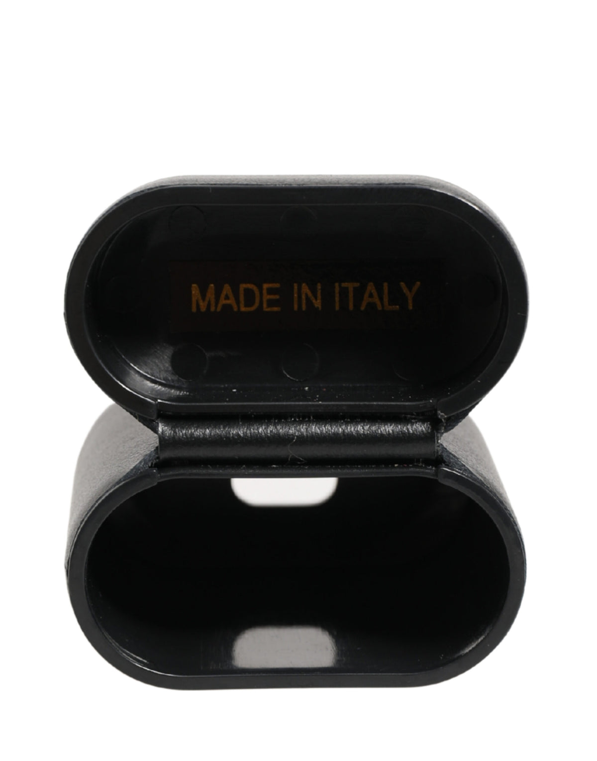Dolce & Gabbana Black Leather Logo Print Flip Holder Airpods Case