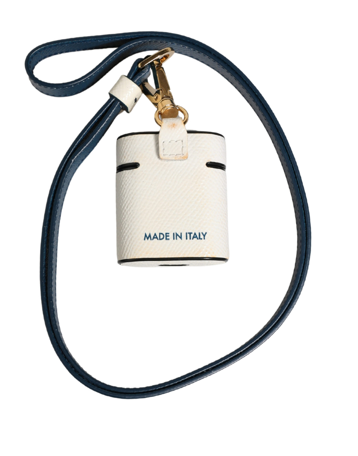 Dolce & Gabbana White Leather Logo Flip Holder Strap Airpods Case