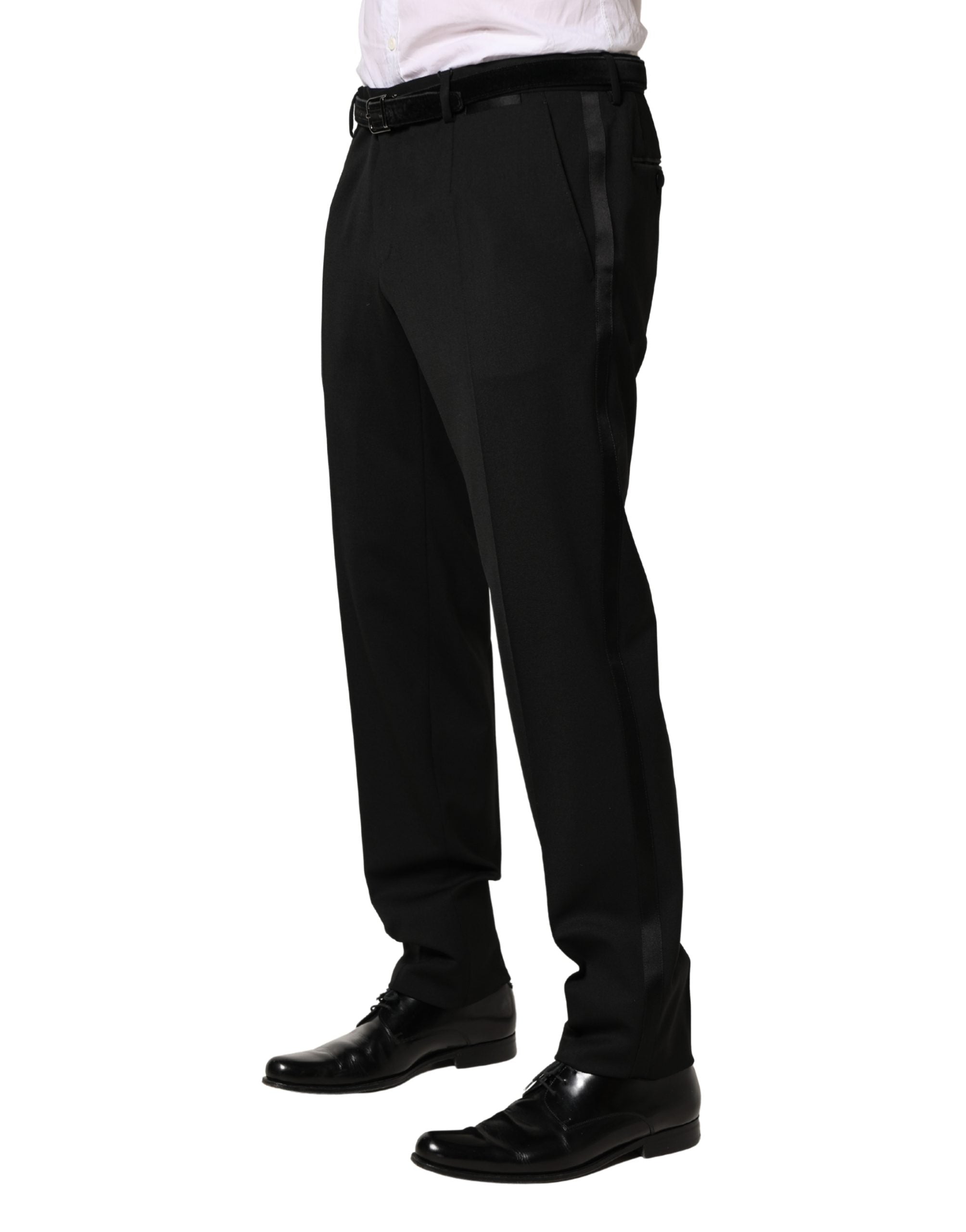 Dolce & Gabbana Black Wool Skinny Men Dress Trouser Pants
