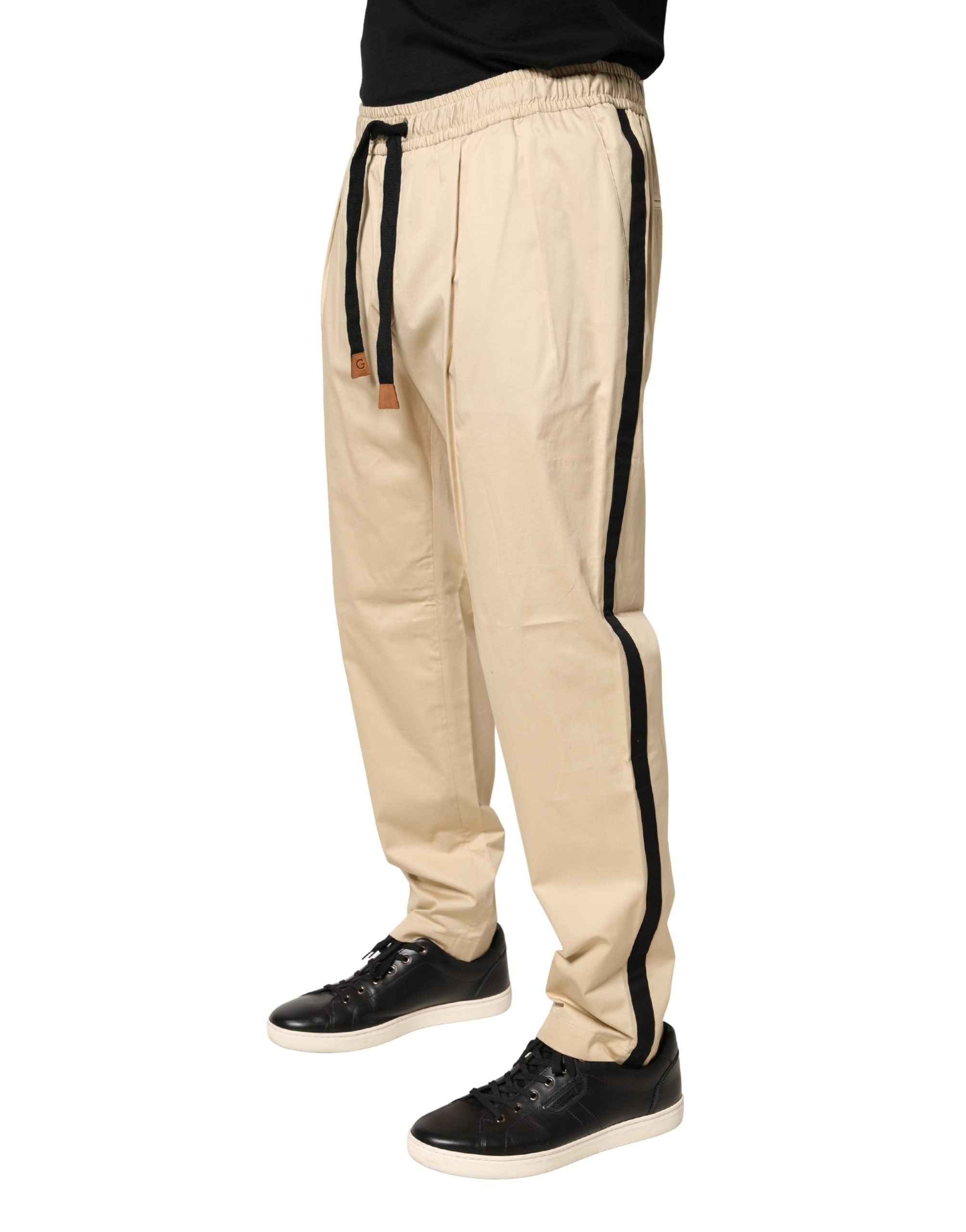 Pre-Owned Dolce & Gabbana Beige Cotton Skinny Men Jogger Trouser Pants