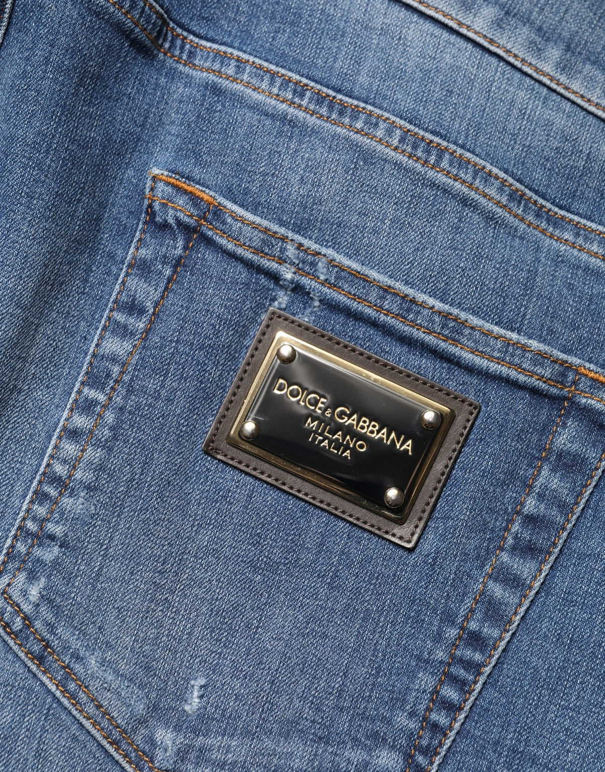New Dolce & Gabbana Blue Tattered Skinny Cotton Denim Jeans