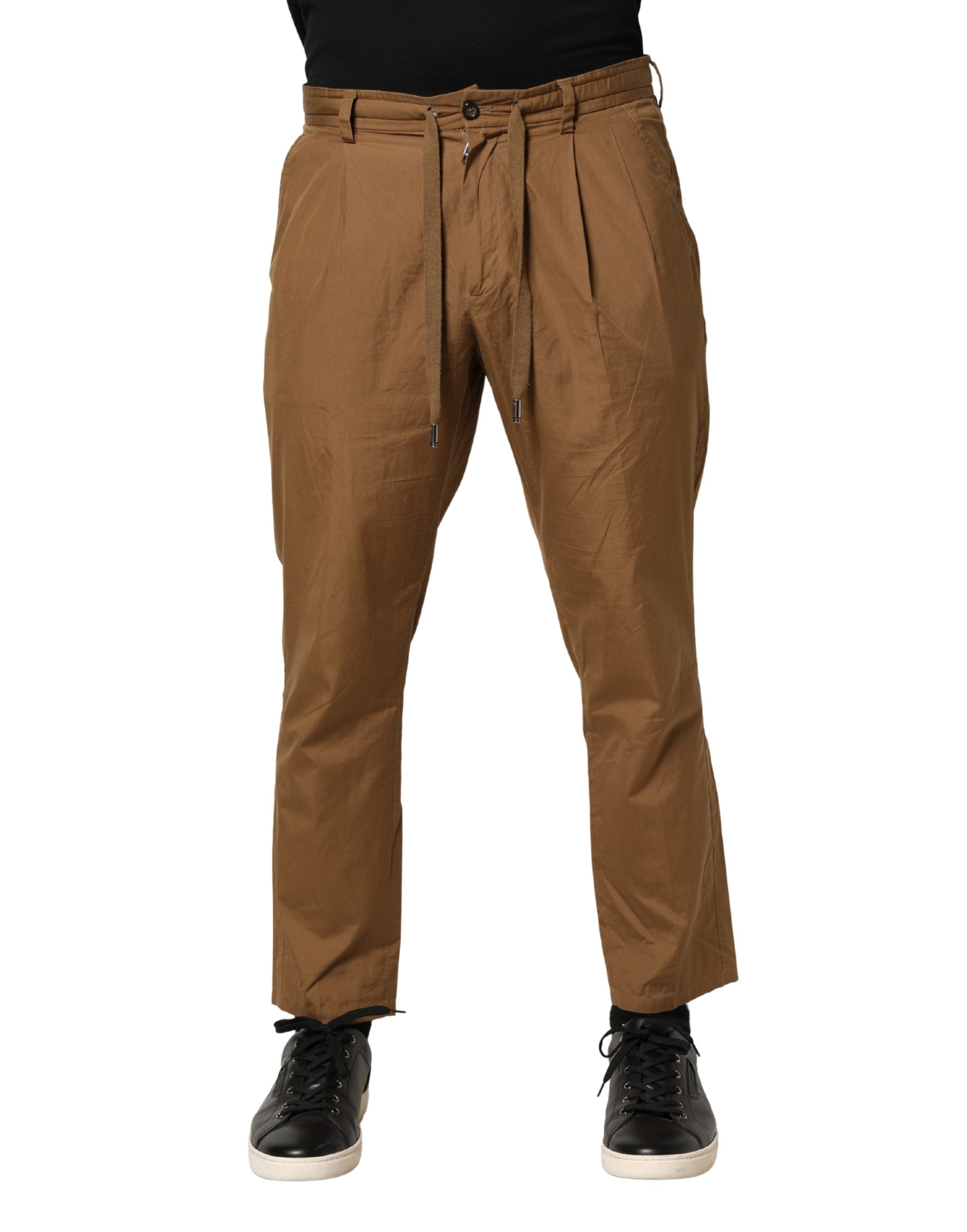 Dolce & Gabbana Brown Cotton Straight Chino Men Trouser Pants