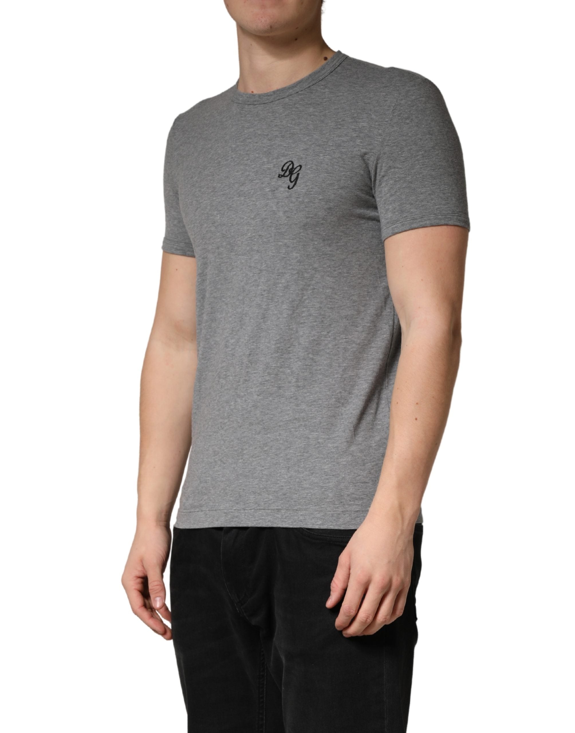 New Dolce & Gabbana Gray DG Logo Crew Neck Men Underwear T-shirt