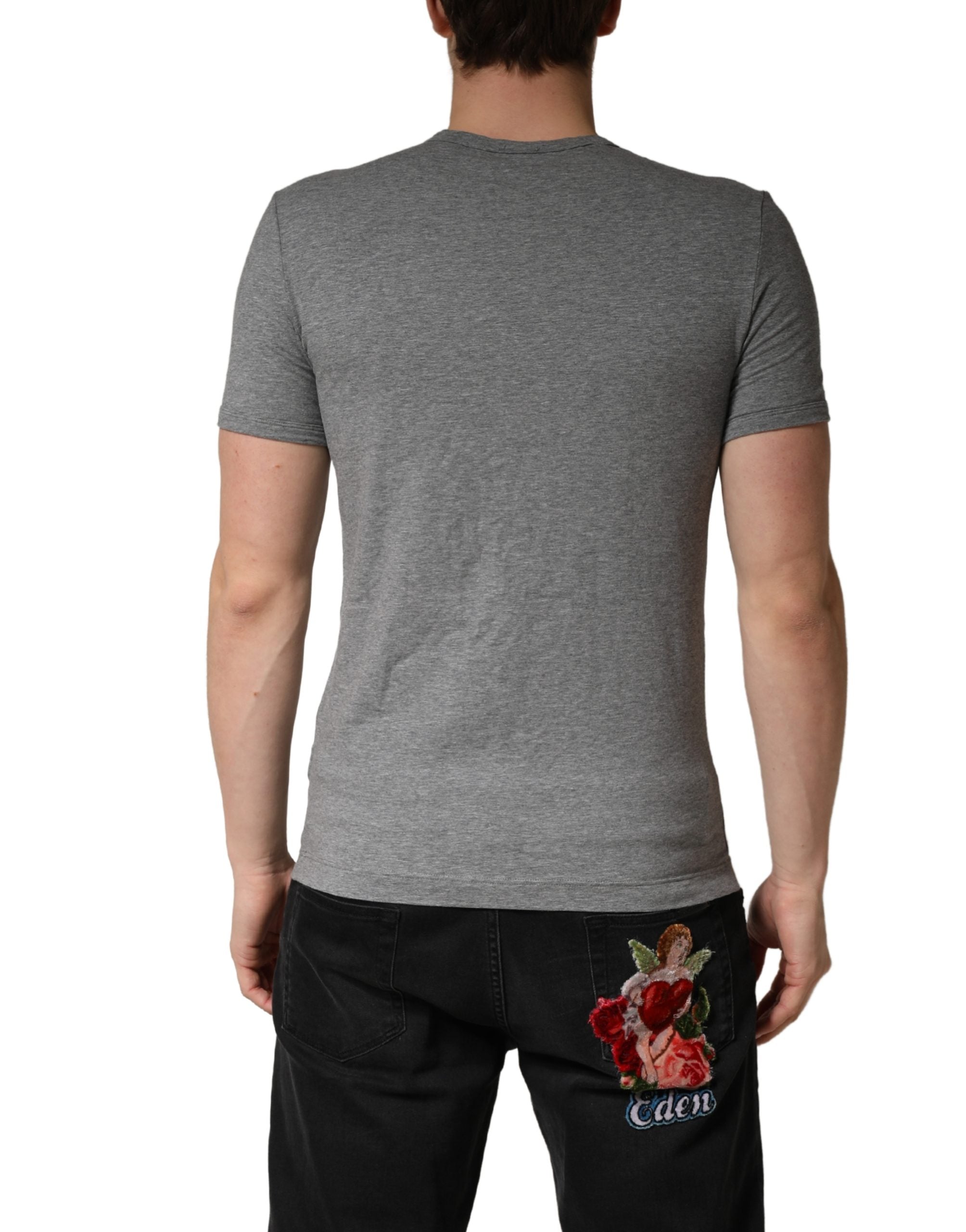 New Dolce & Gabbana Gray DG Logo Crew Neck Men Underwear T-shirt
