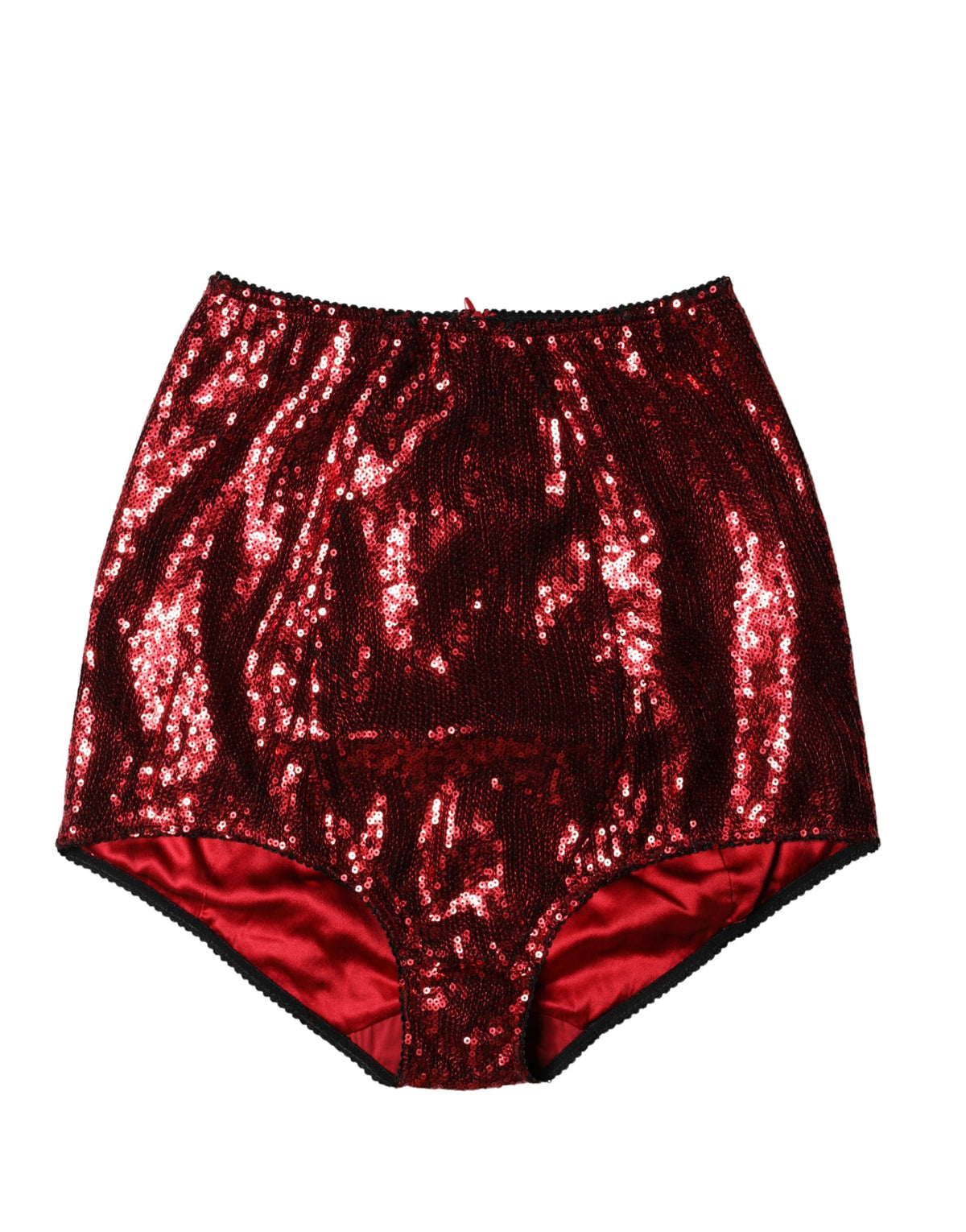 New Dolce & Gabbana Red Sequin Embellished High Waist Girdle Underwear