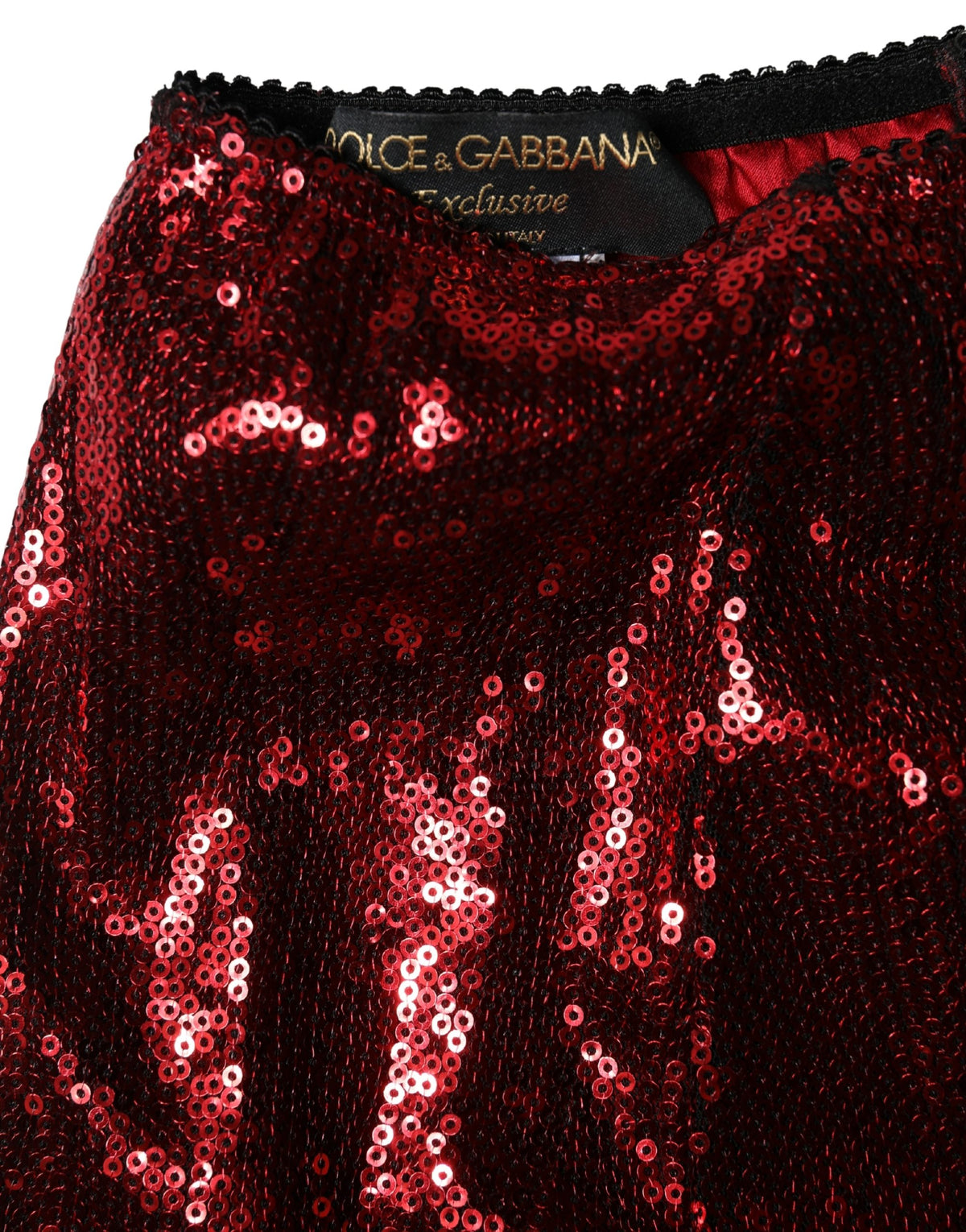 New Dolce & Gabbana Red Sequin Embellished High Waist Girdle Underwear