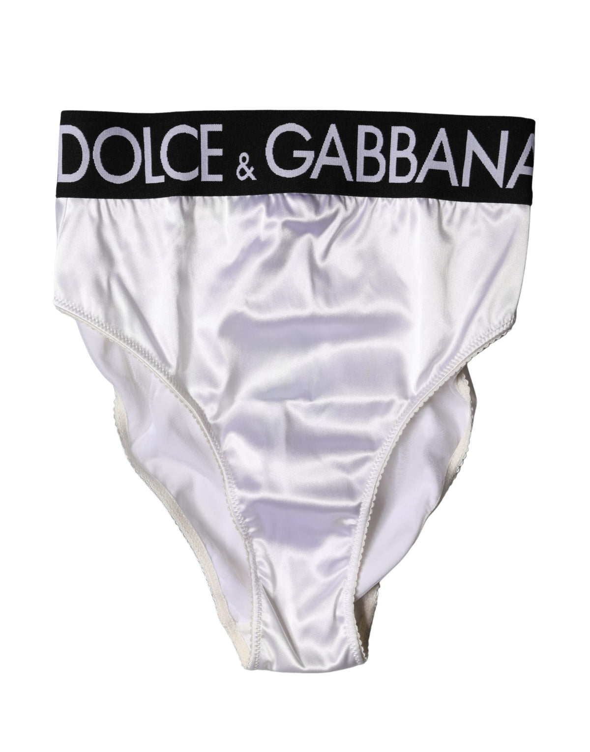 New Dolce & Gabbana White Logo Brief High Waist Panty Underwear