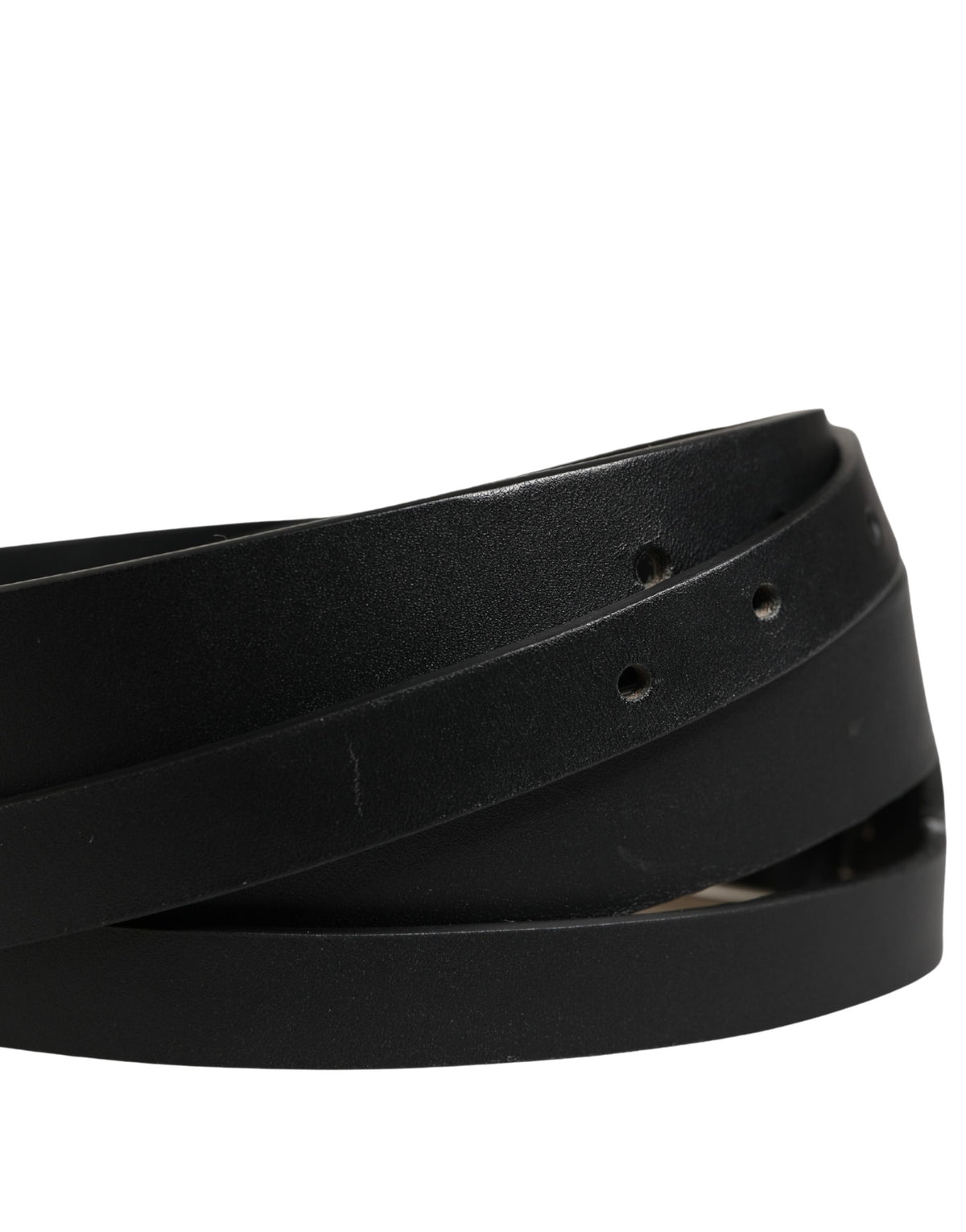Pre-Owned Dolce & Gabbana Black Double Strap Leather Silver Buckle Belt Men's - Very Good