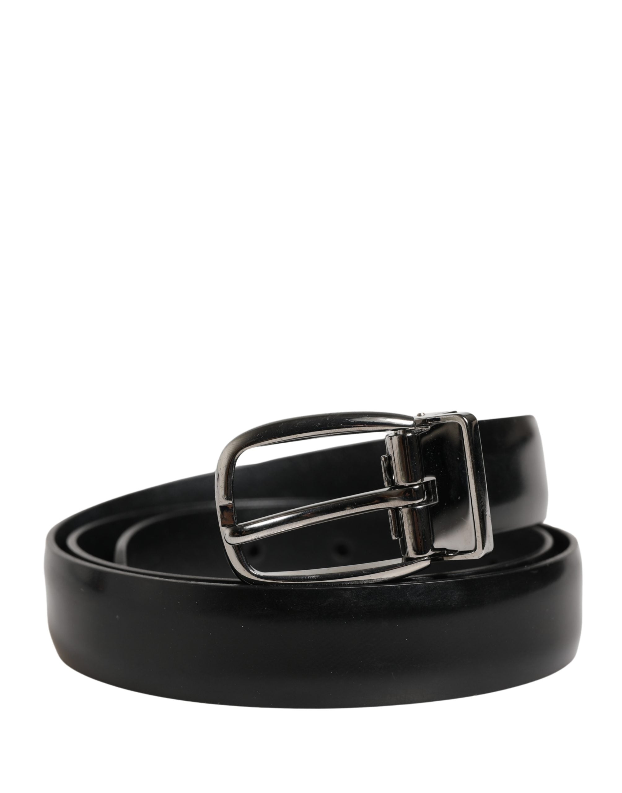 Dolce & Gabbana Men Black Classic Leather Metal Buckle Belt