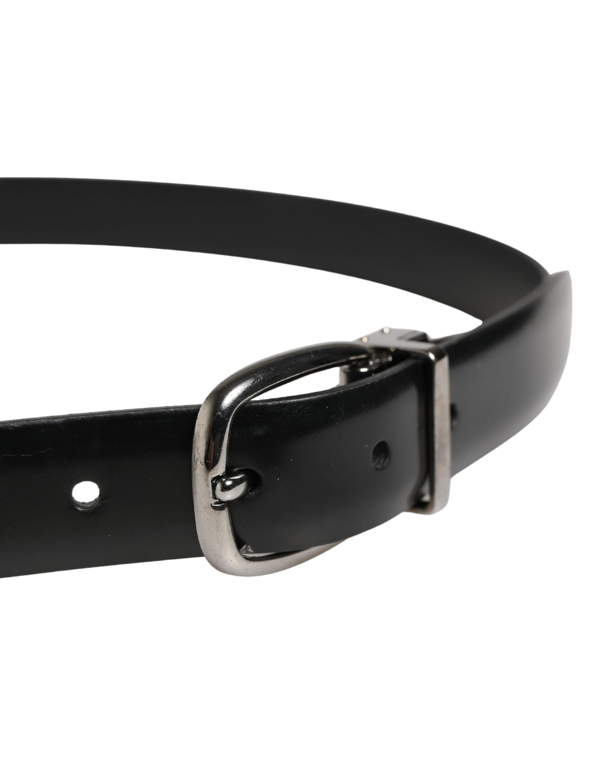 Pre-Owned Dolce & Gabbana Men Black Classic Leather Metal Buckle Belt