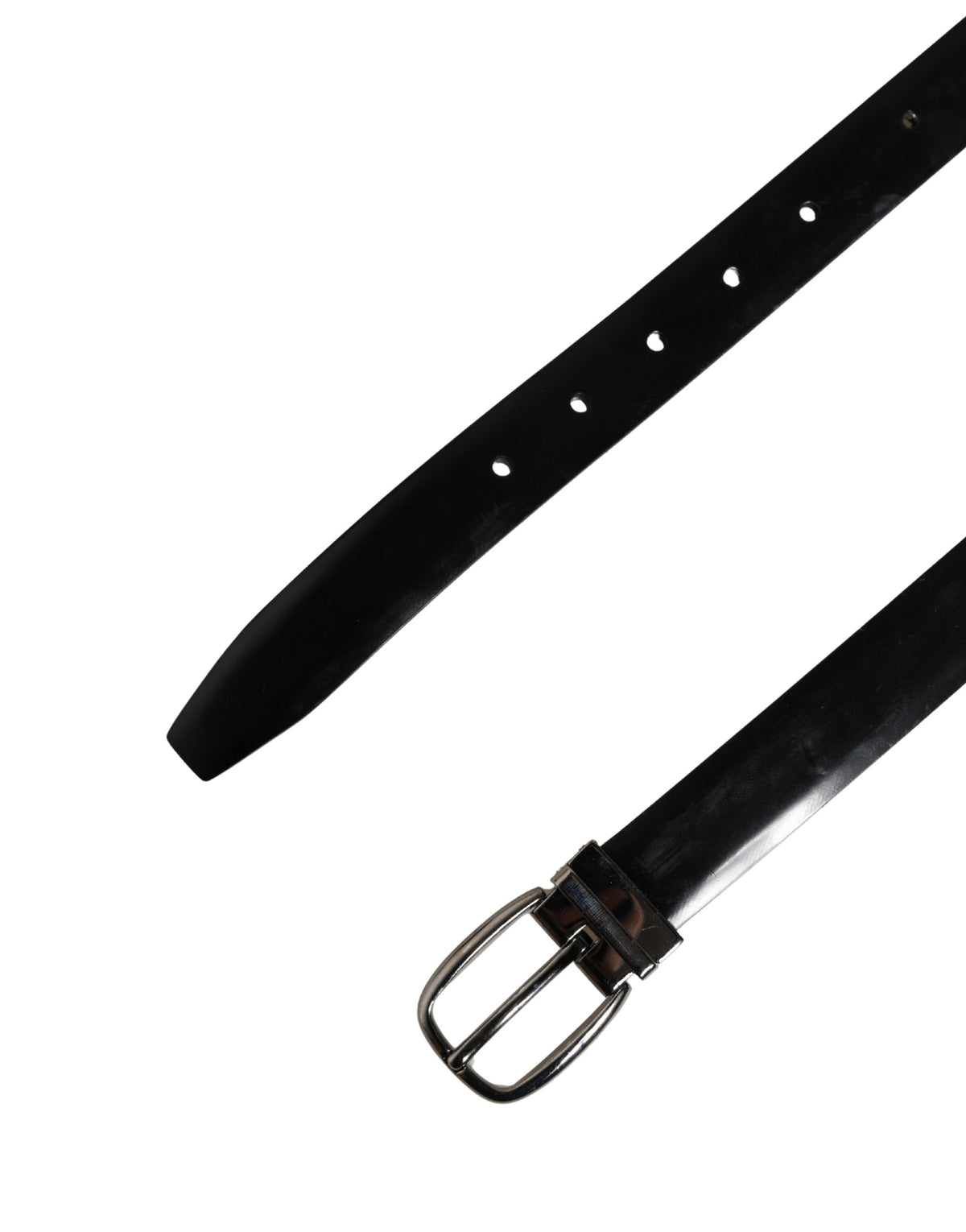 Pre-Owned Dolce & Gabbana Men Black Classic Leather Metal Buckle Belt - Very Good