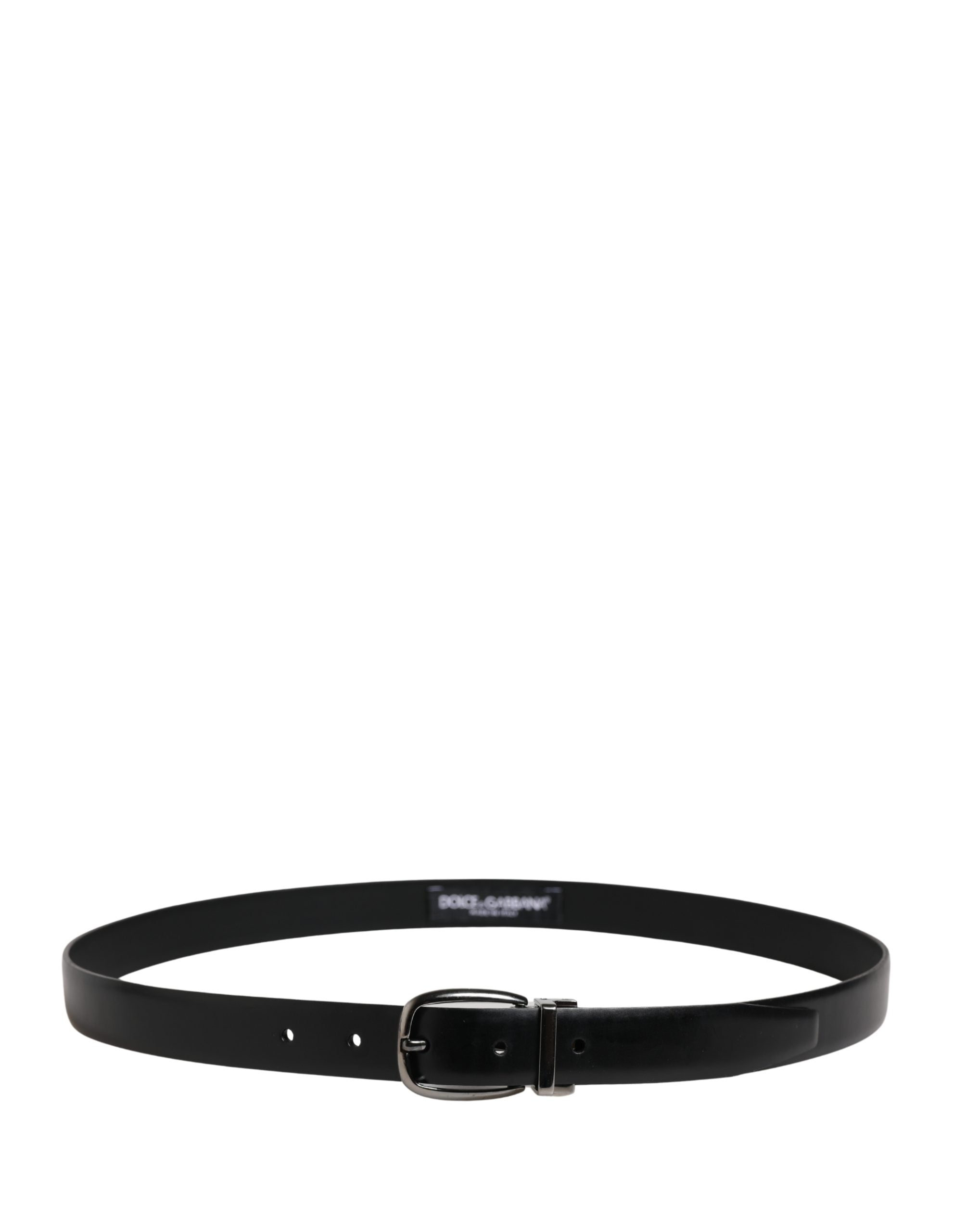 Pre-Owned Dolce & Gabbana Men Black Classic Leather Metal Buckle Belt