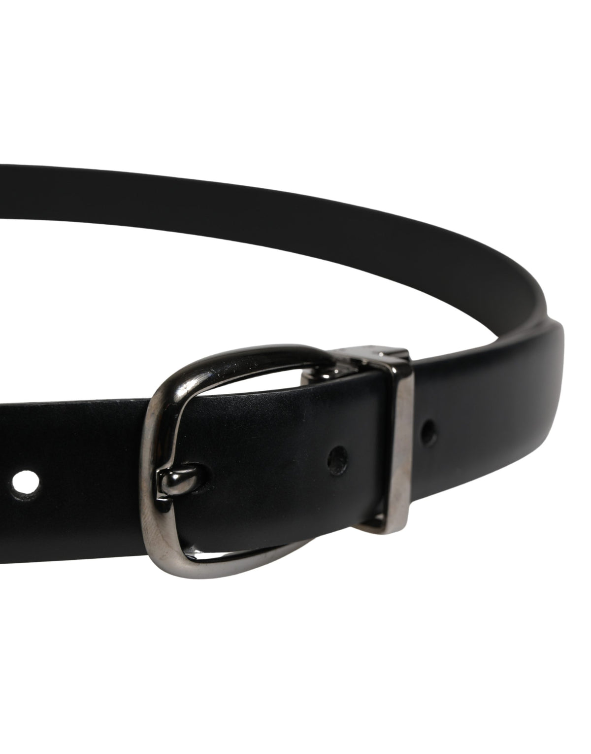 Pre-Owned Dolce & Gabbana Men Black Classic Leather Metal Buckle Belt - Very Good