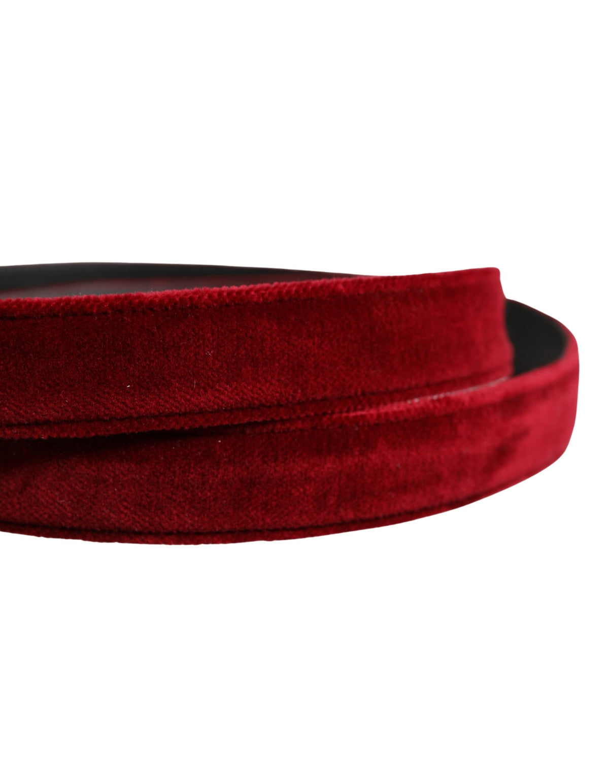 New Dolce & Gabbana Men Burgundy Velvet Cotton Metal Buckle Belt