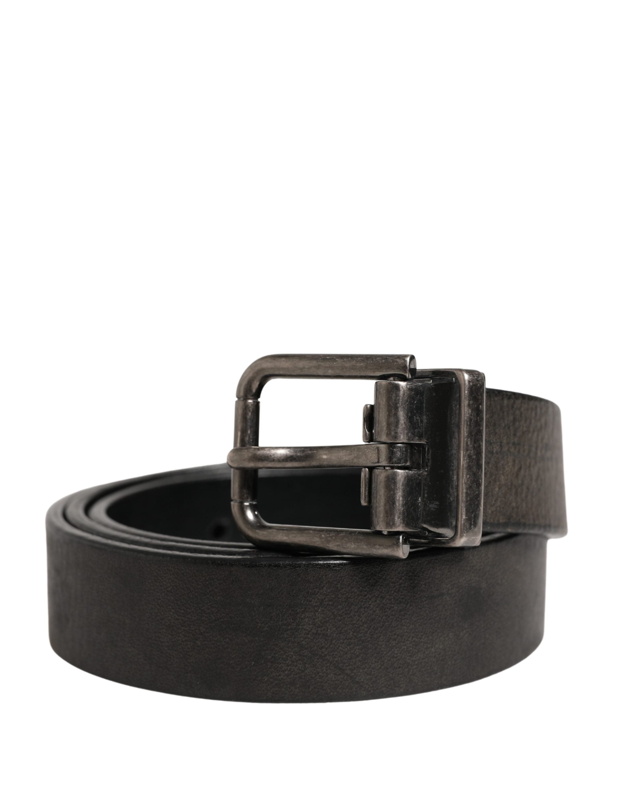 Dolce & Gabbana Men Black Classic Leather Metal Buckle Belt