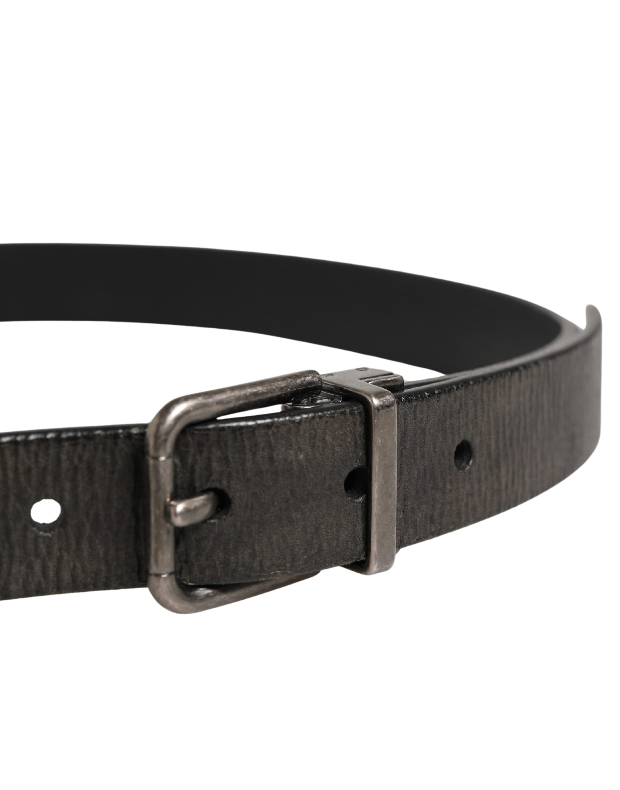 Pre-Owned Dolce & Gabbana Men Black Classic Leather Metal Buckle Belt
