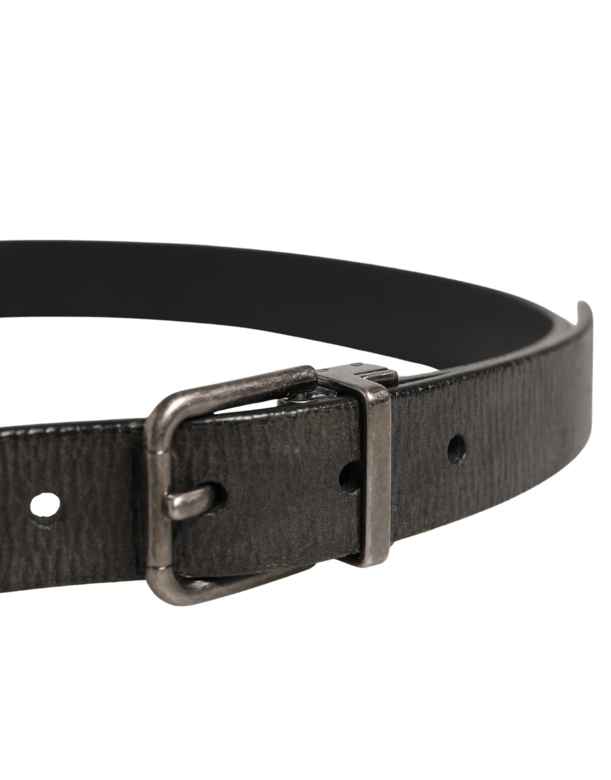 Pre-Owned Dolce & Gabbana Men Black Classic Leather Metal Buckle Belt - Very Good