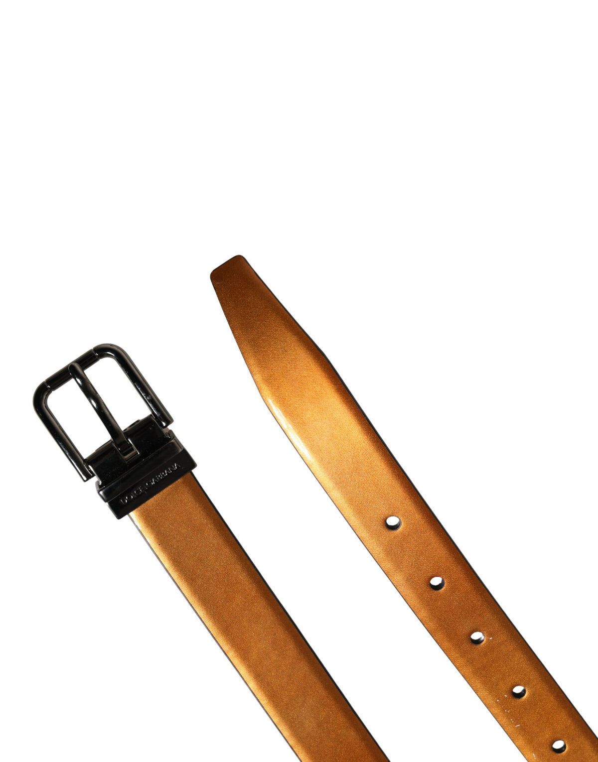 New Dolce & Gabbana Men Brown Classic Leather Metal Buckle Belt