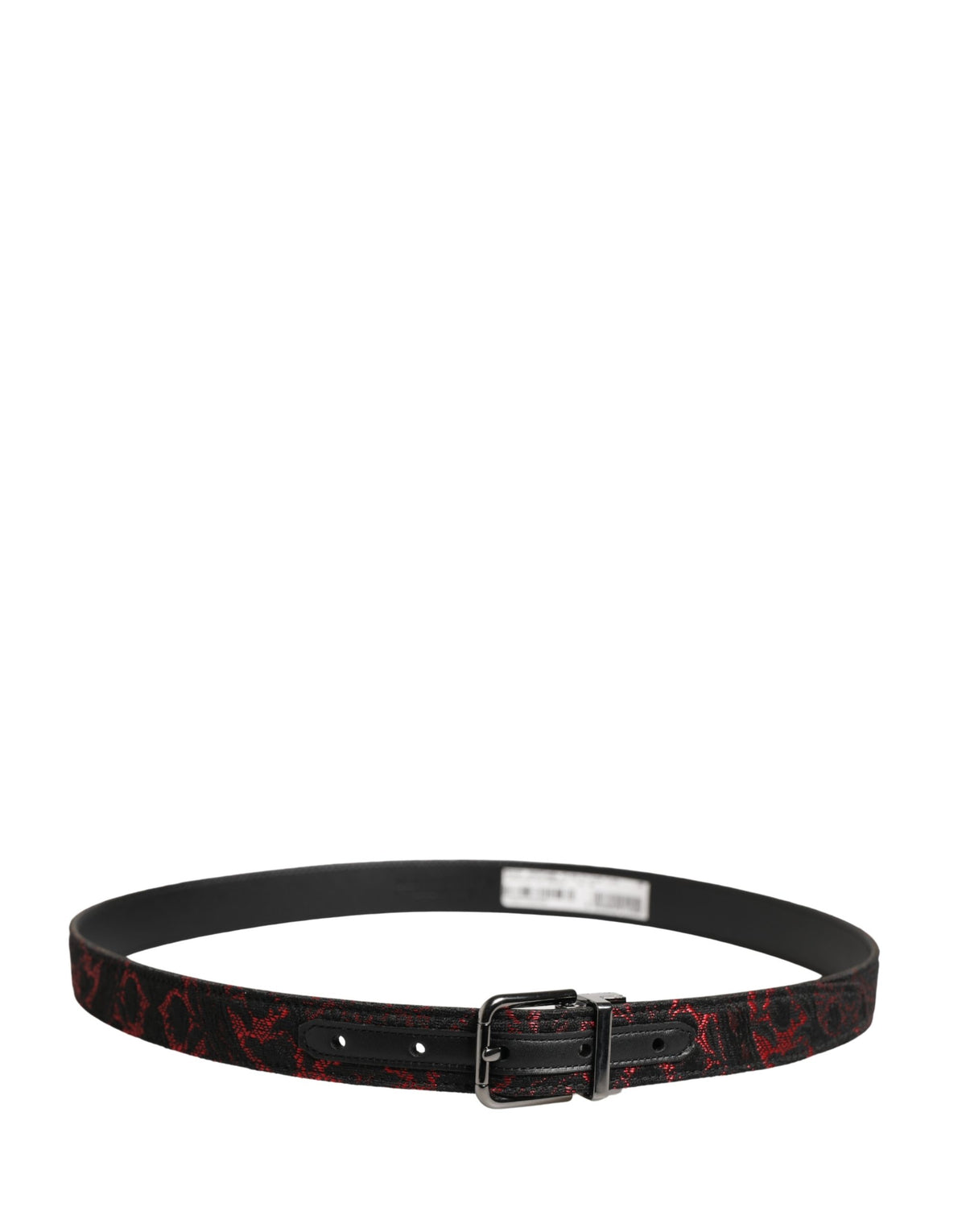 Dolce & Gabbana Black Red Polyester Silver Metal Buckle Belt