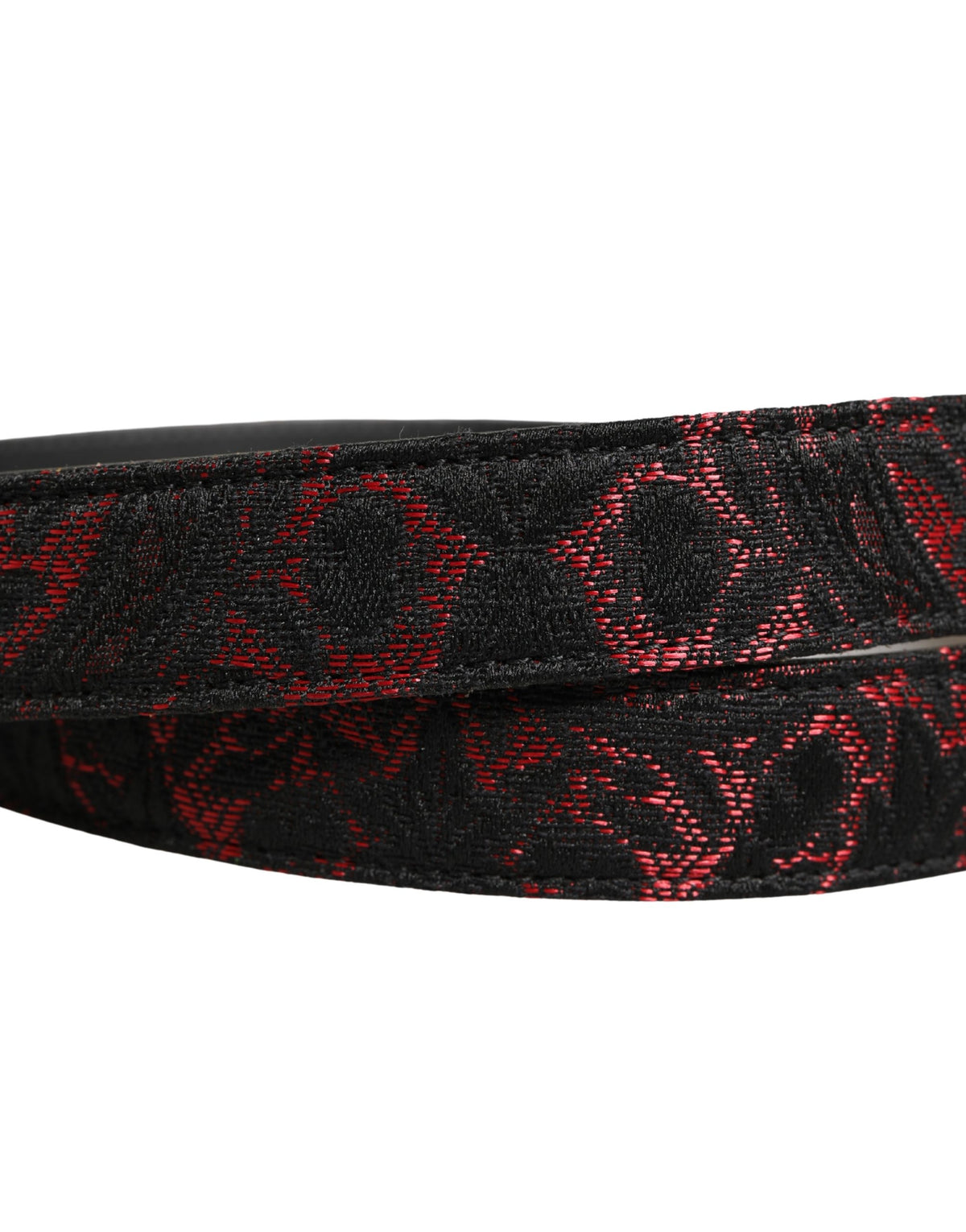 New Dolce & Gabbana Black Red Silver Metal Buckle Belt