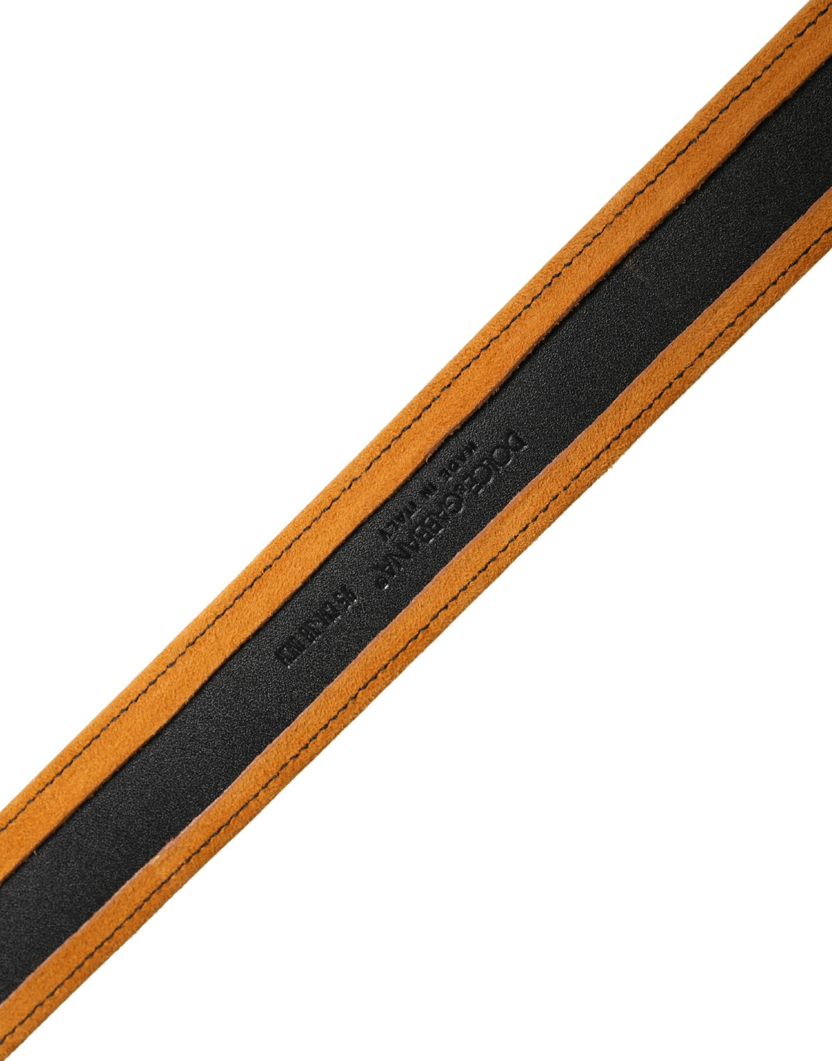 New Dolce & Gabbana Men Black Orange Metal Buckle Belt