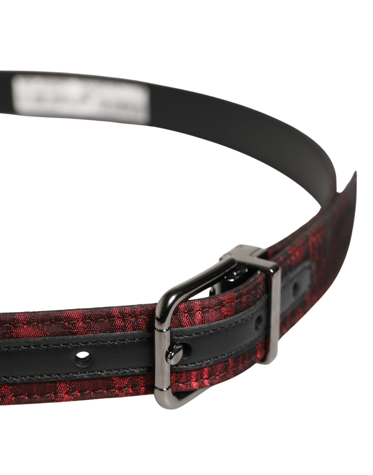 New Dolce & Gabbana Men Red Jacquard Metal Buckle Belt