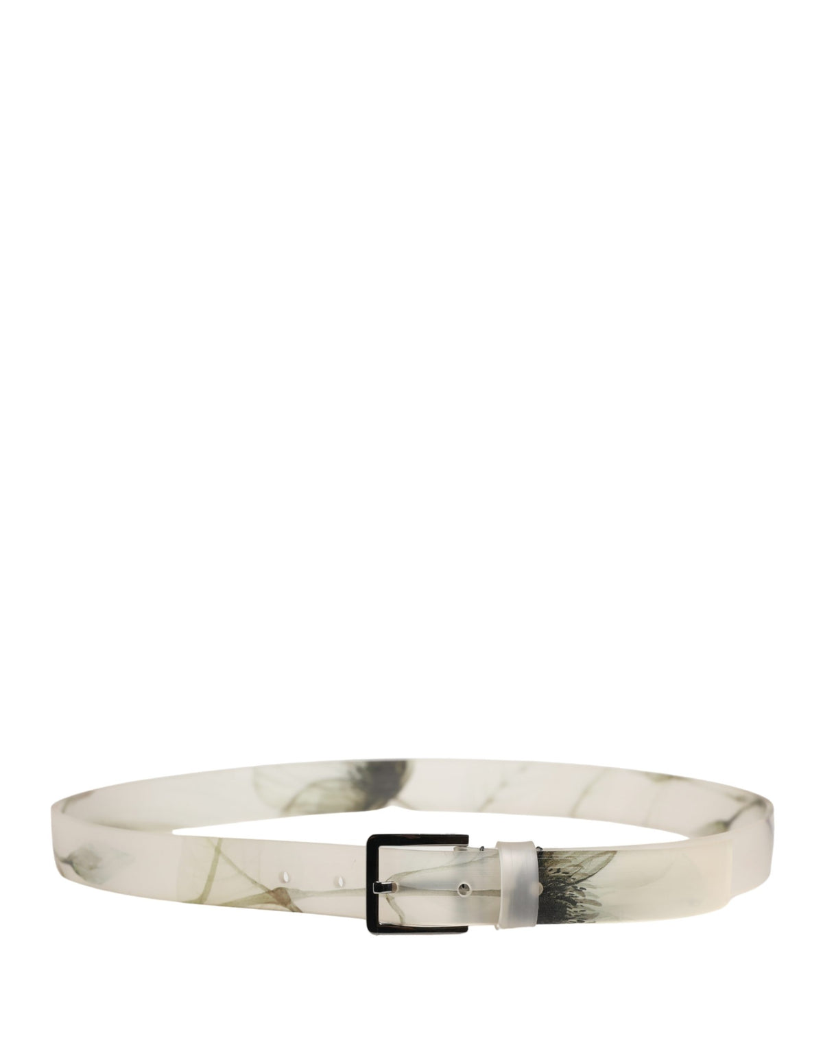 Dolce & Gabbana Men White Floral PVC Silver Metal Buckle Belt